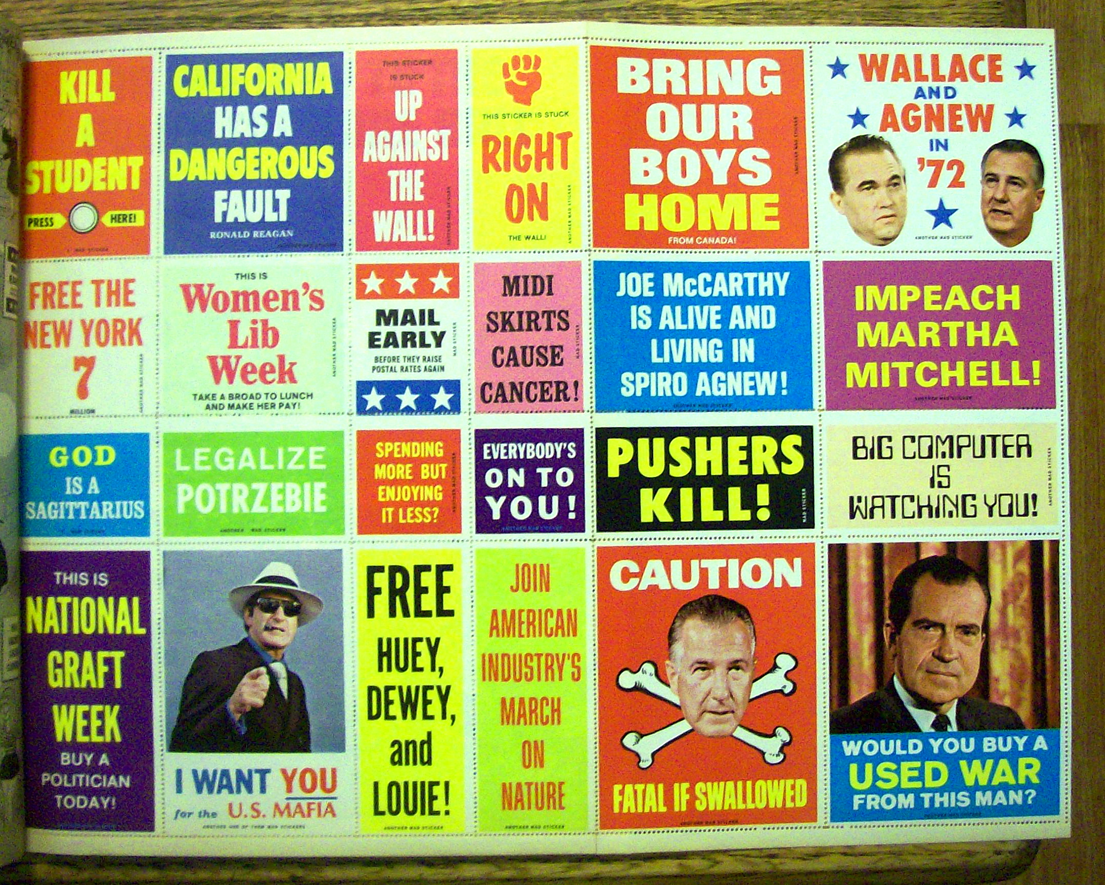 Mad Magazine Special #3 1970 Protest Stickers