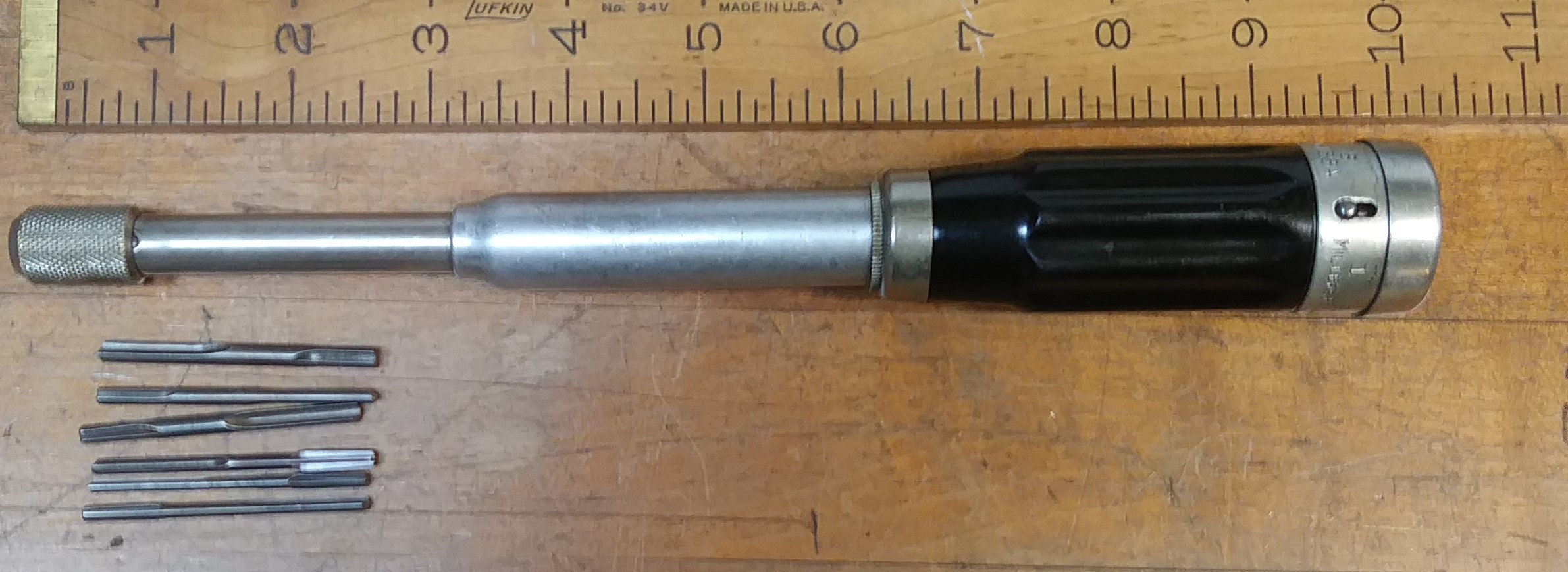 Millers Falls No. 188A Spiral Push Drill w/5 Bits