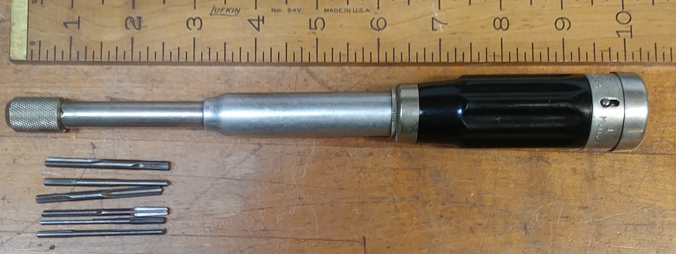 Millers Falls No. 188A Spiral Push Drill w/5 Bits