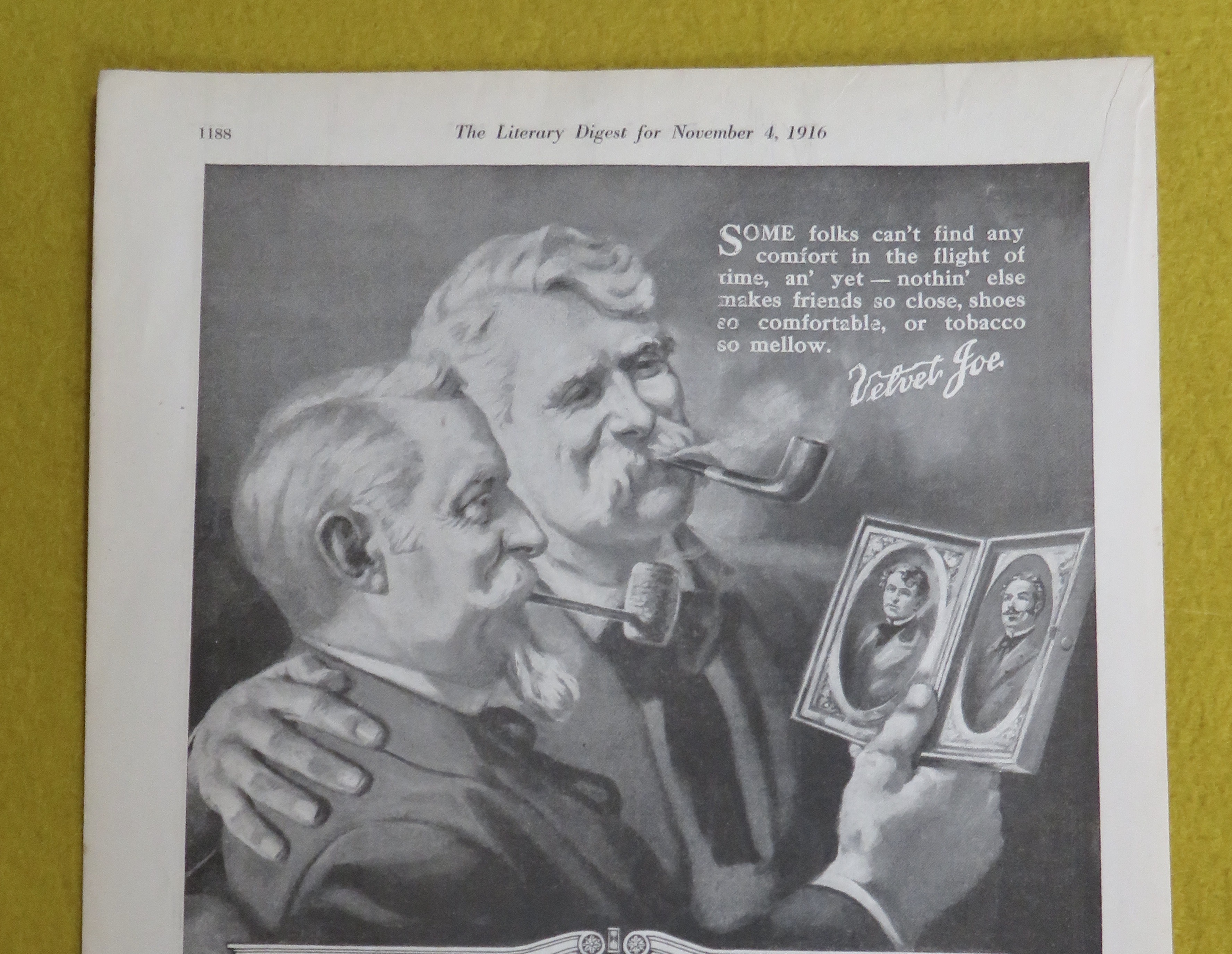 1916 Velvet Tobacco with 2 Men Smoking & Holding Pics