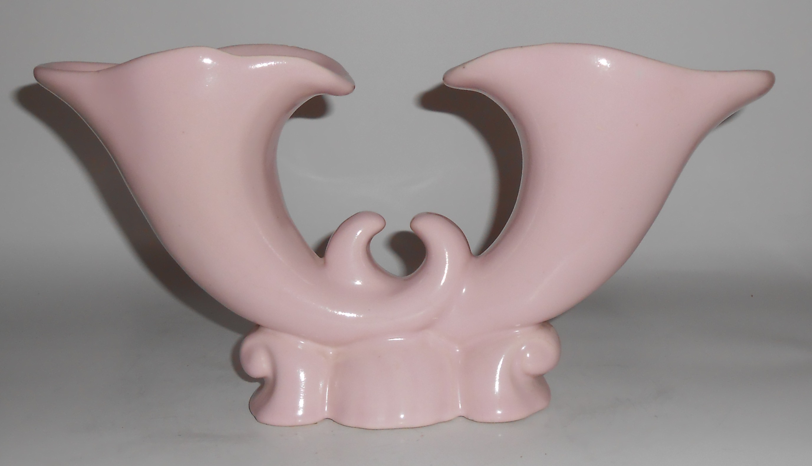 Bauer Pottery Atlanta Double Cornucopia Pink Vase
