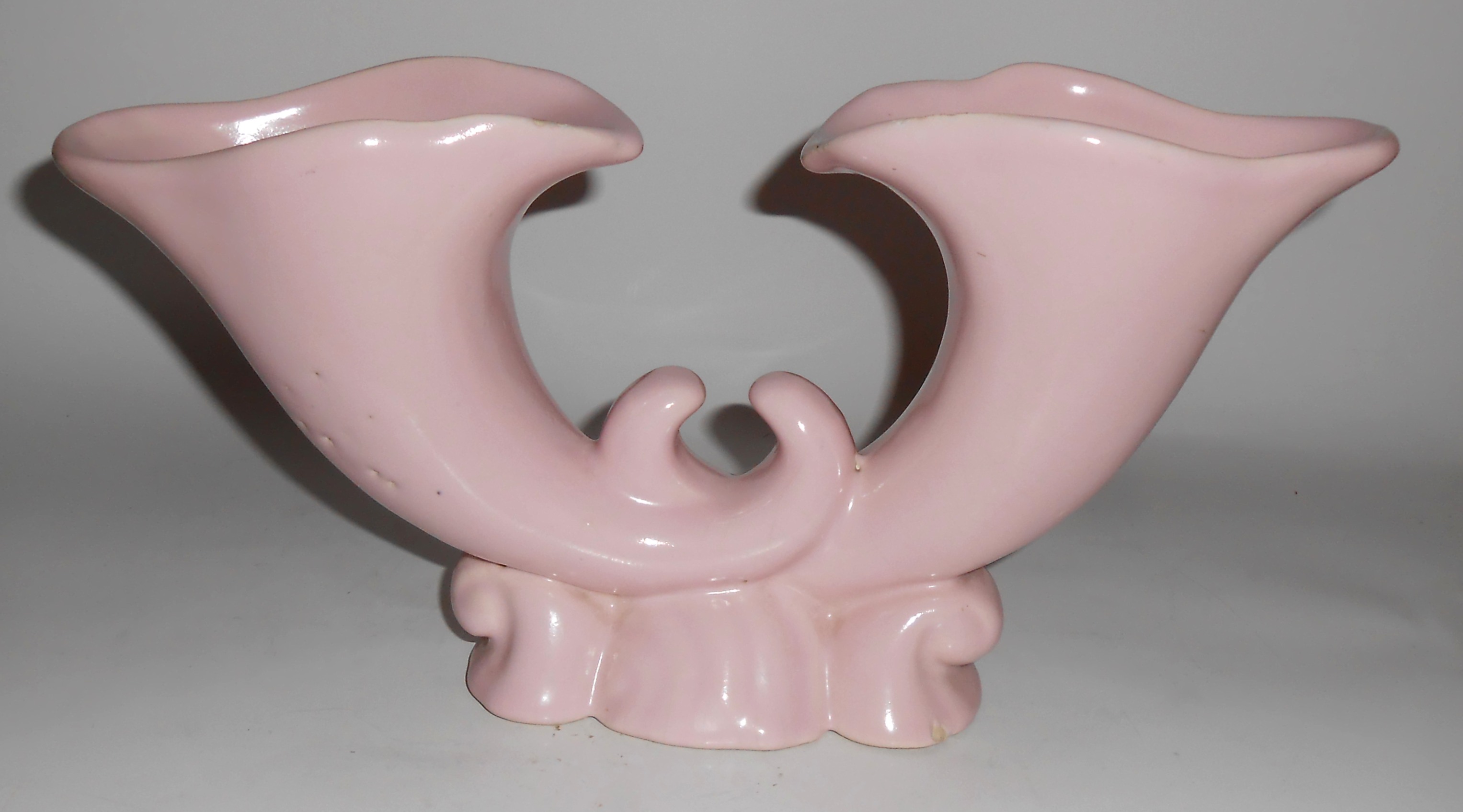 Bauer Pottery Atlanta Double Cornucopia Pink Vase