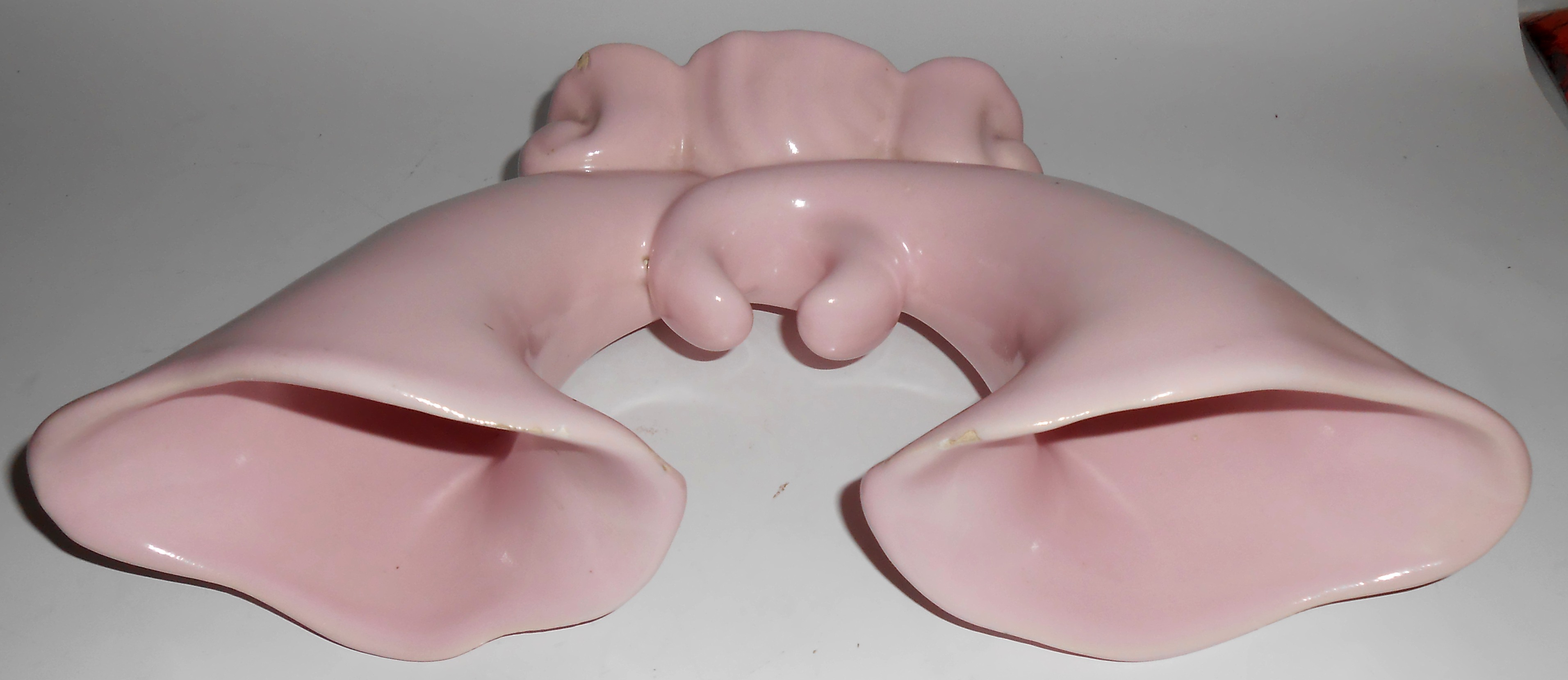 Bauer Pottery Atlanta Double Cornucopia Pink Vase