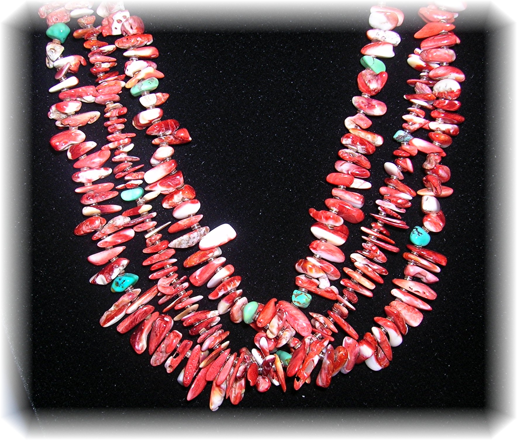 3 Strand Spiney Oyester Turquoise Heishi Bead Necklace