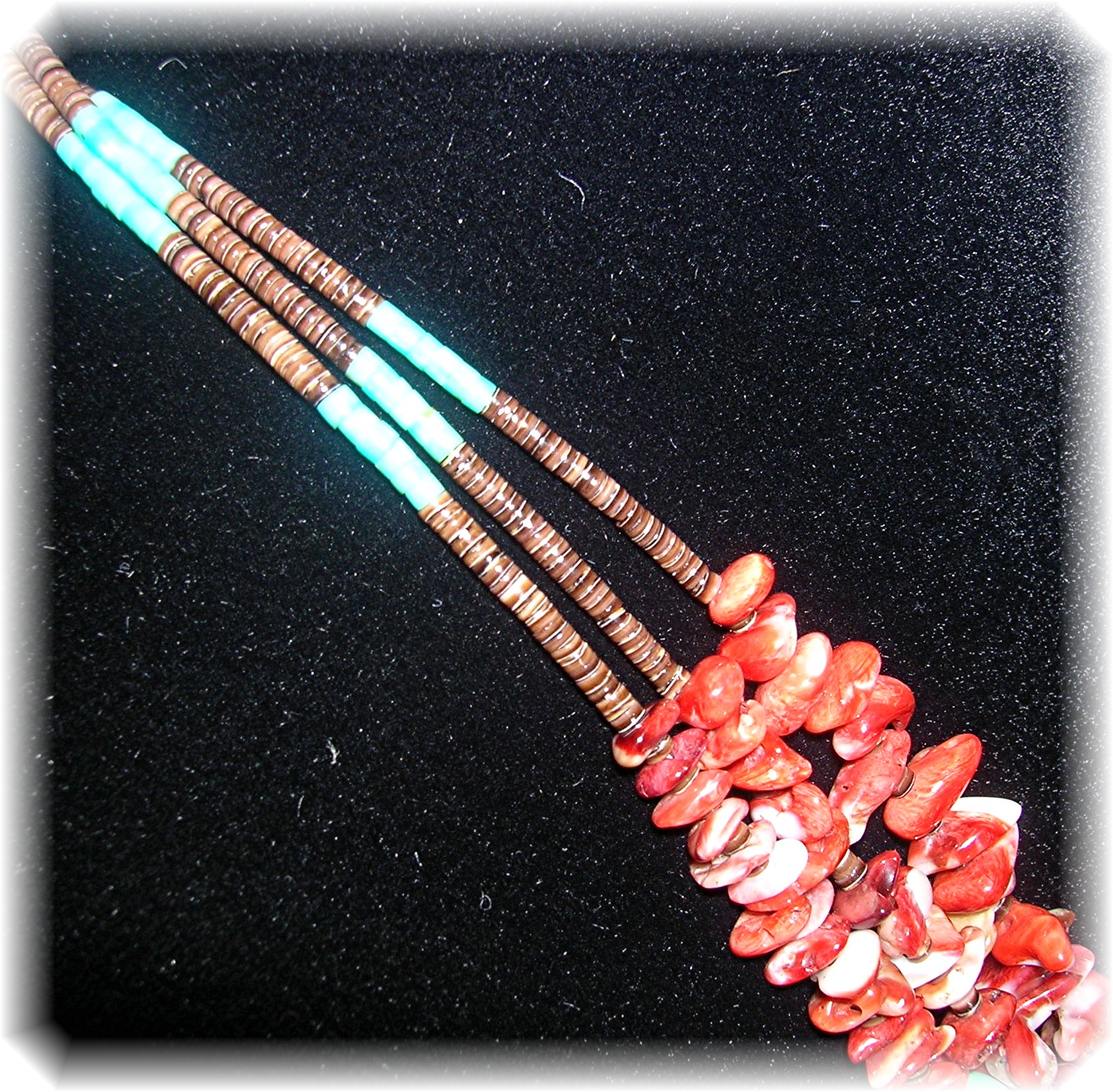 3 Strand Spiney Oyester Turquoise Heishi Bead Necklace
