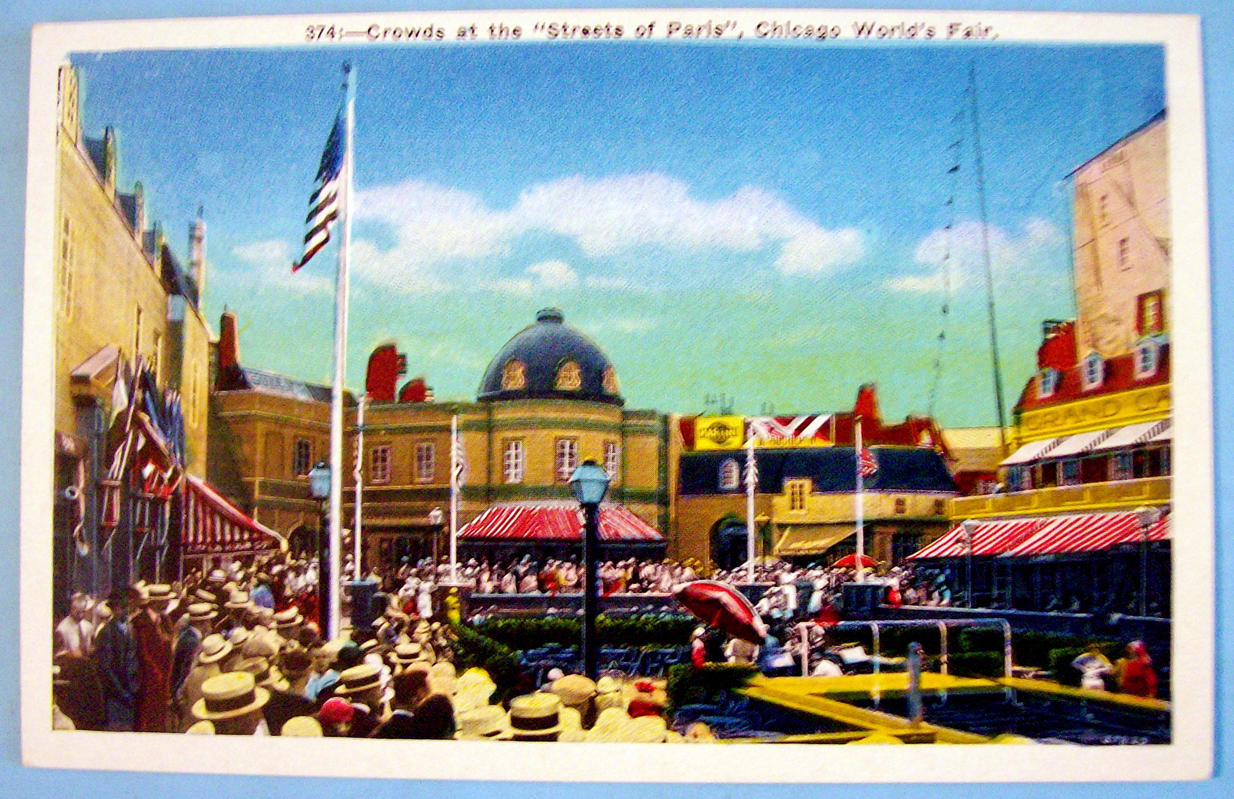 Crowds At Streets of Paris Postcard-Chicago World Fair