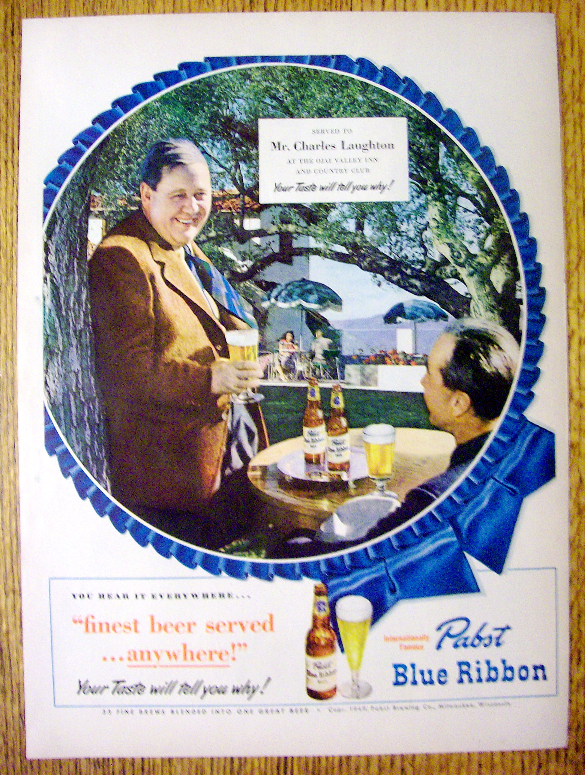 1949 Pabst Blue Ribbon Beer with Charles Laughton