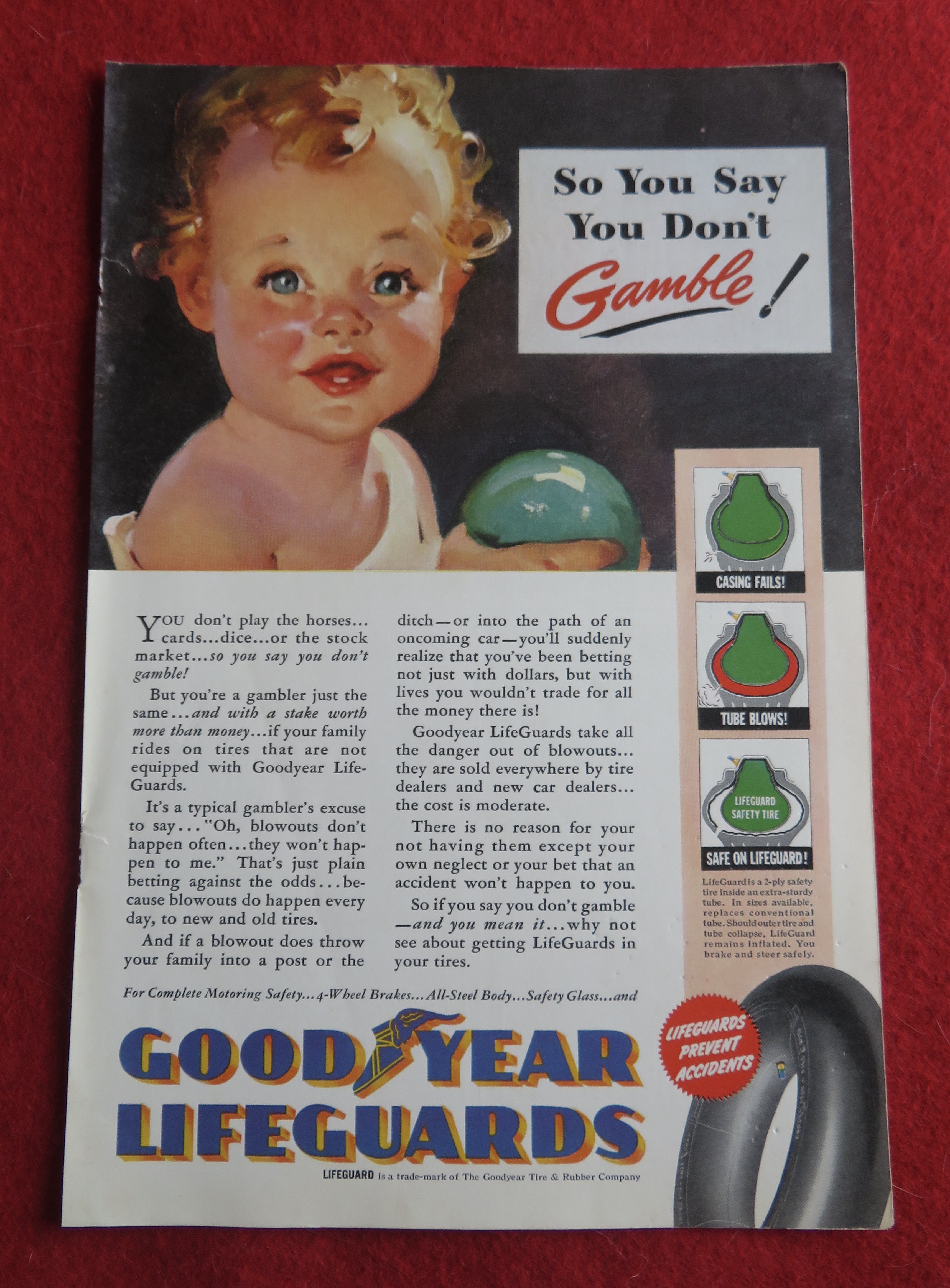 1940 Good Year Lifeguard Tires with Little Baby's Face
