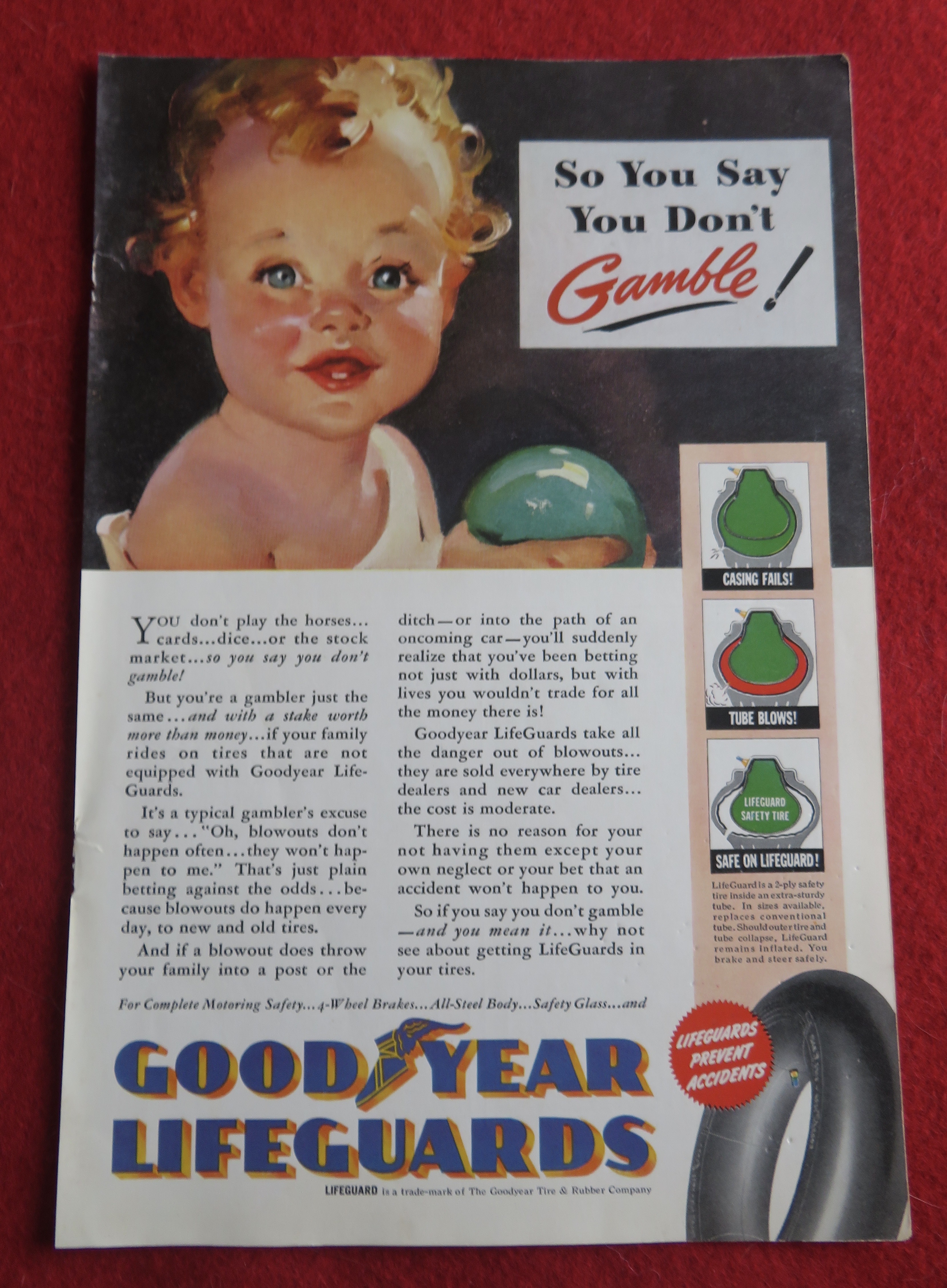 1940 Good Year Lifeguard Tires with Little Baby's Face