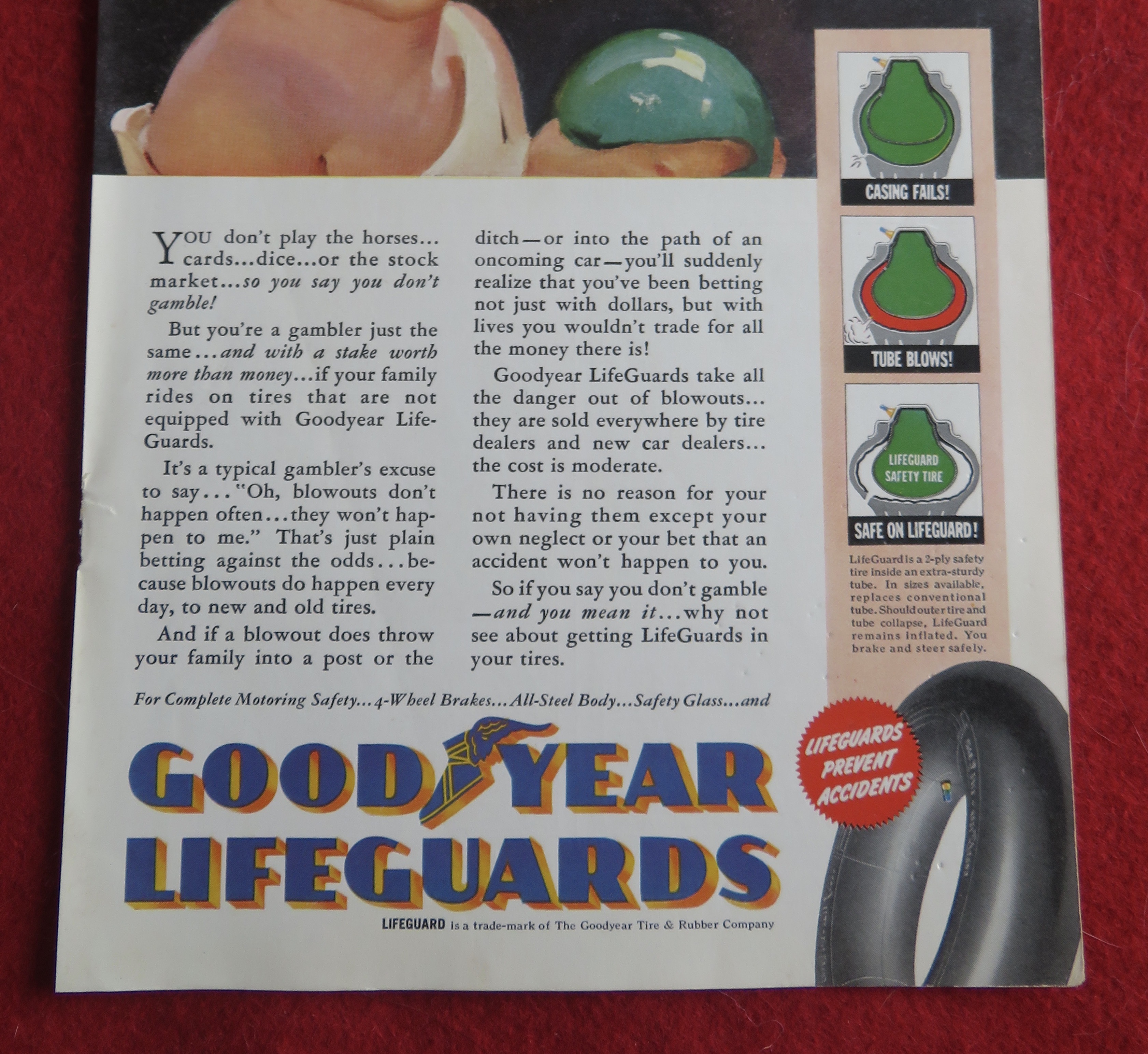 1940 Good Year Lifeguard Tires with Little Baby's Face
