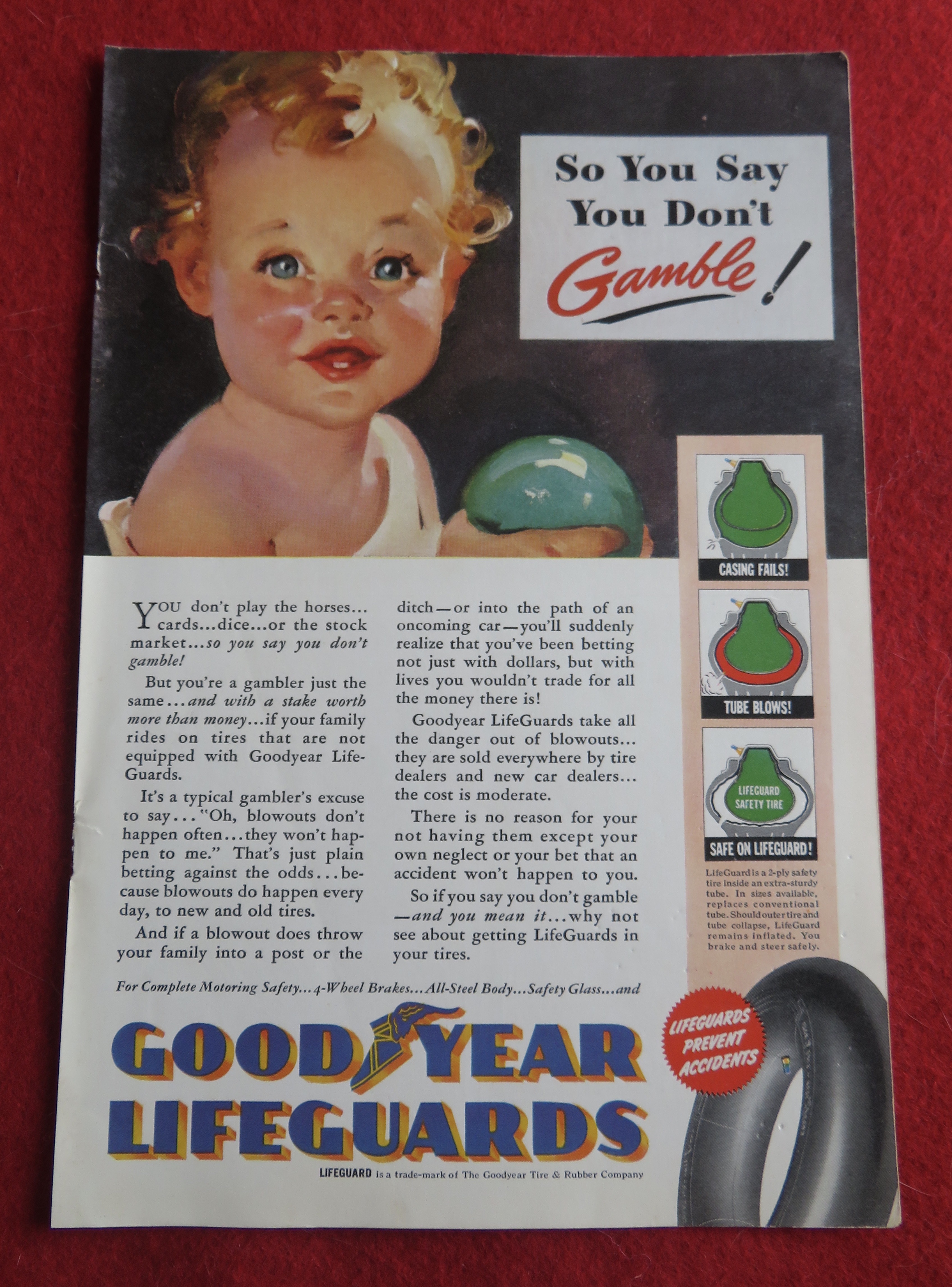 1940 Good Year Lifeguard Tires with Little Baby's Face