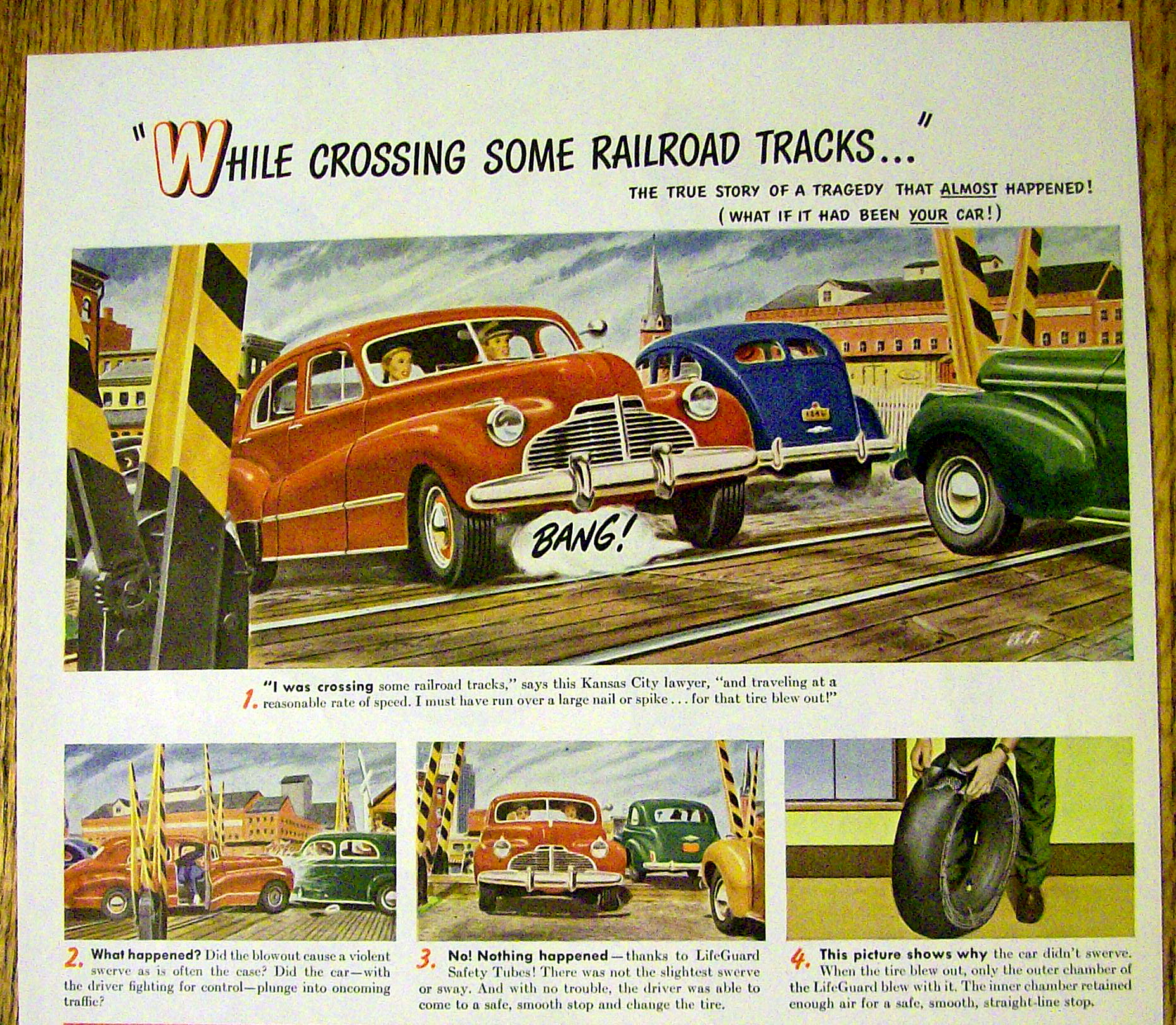 1949 Goodyear Life Guard Safety Tubes w/ Car & Flat