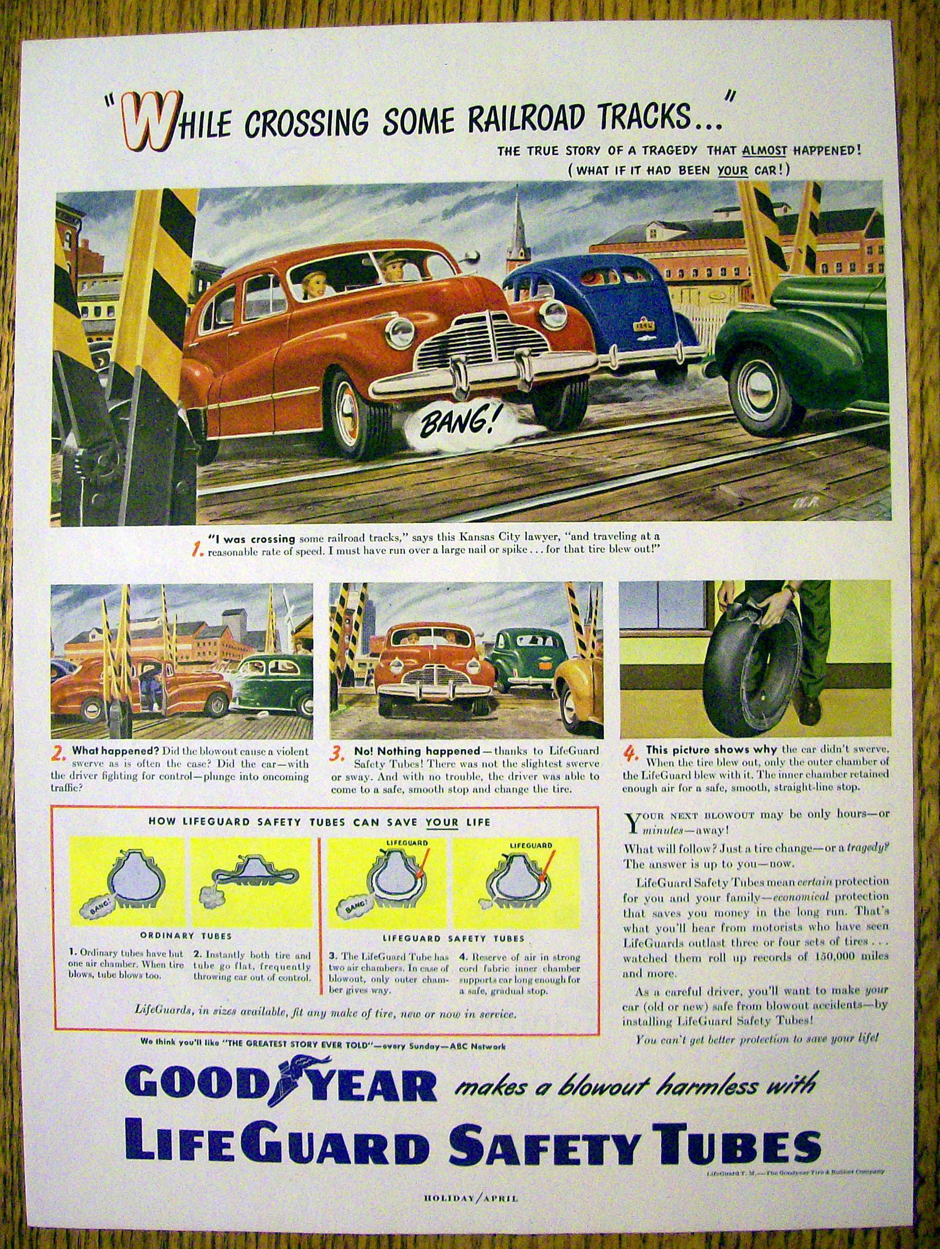 1949 Goodyear Life Guard Safety Tubes w/ Car & Flat