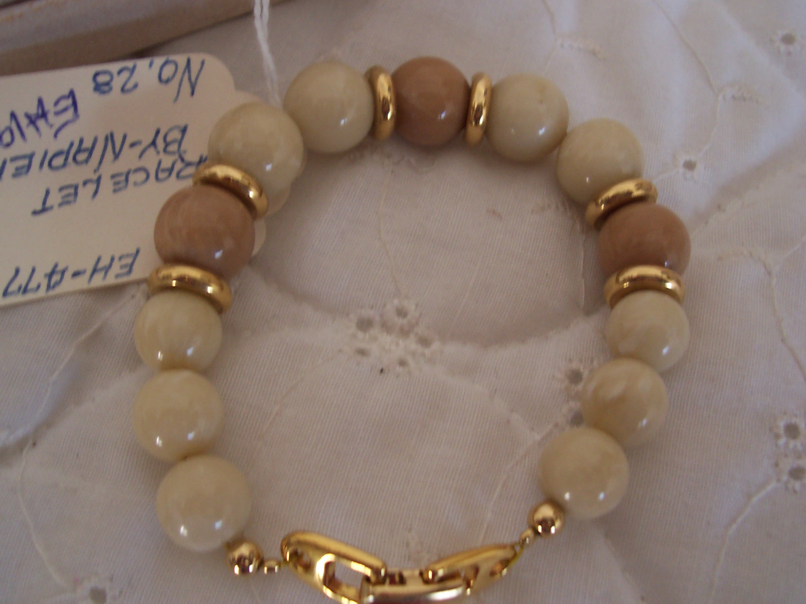 Napier Beaded Bracelet Gold Ivory and Beige