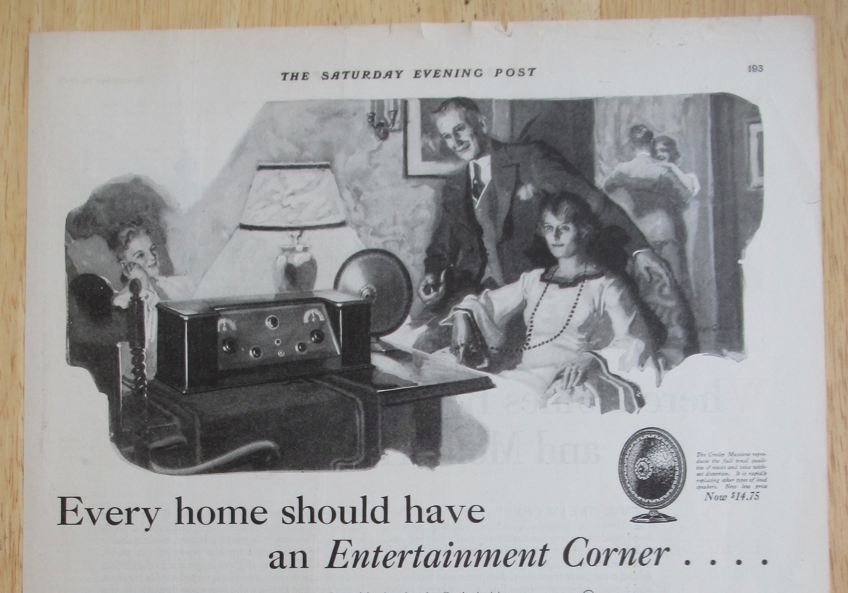 1925 Crosley Radio with the Entertainment Corner