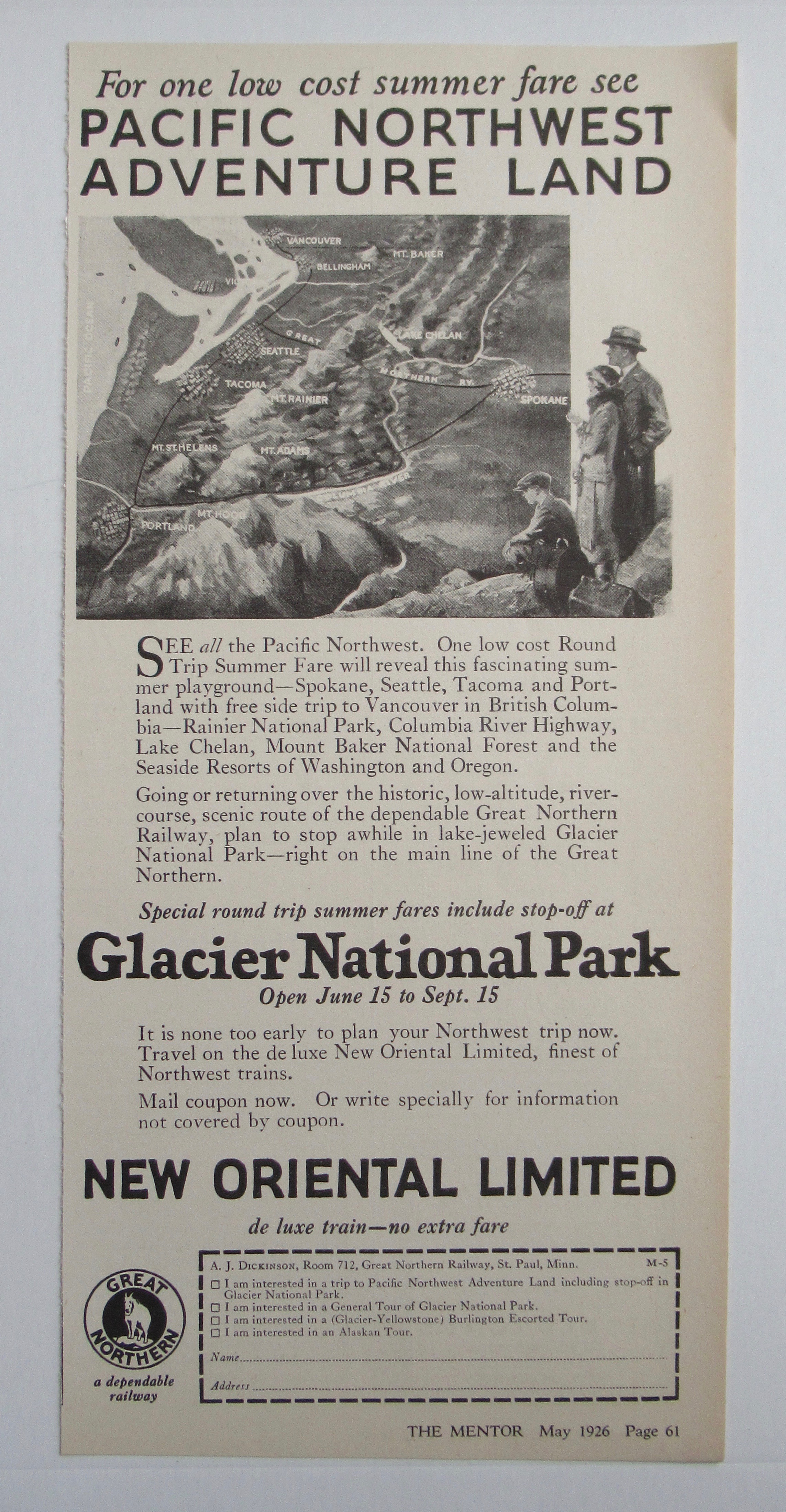 1926 New Oriental Limited with Glacier National Park