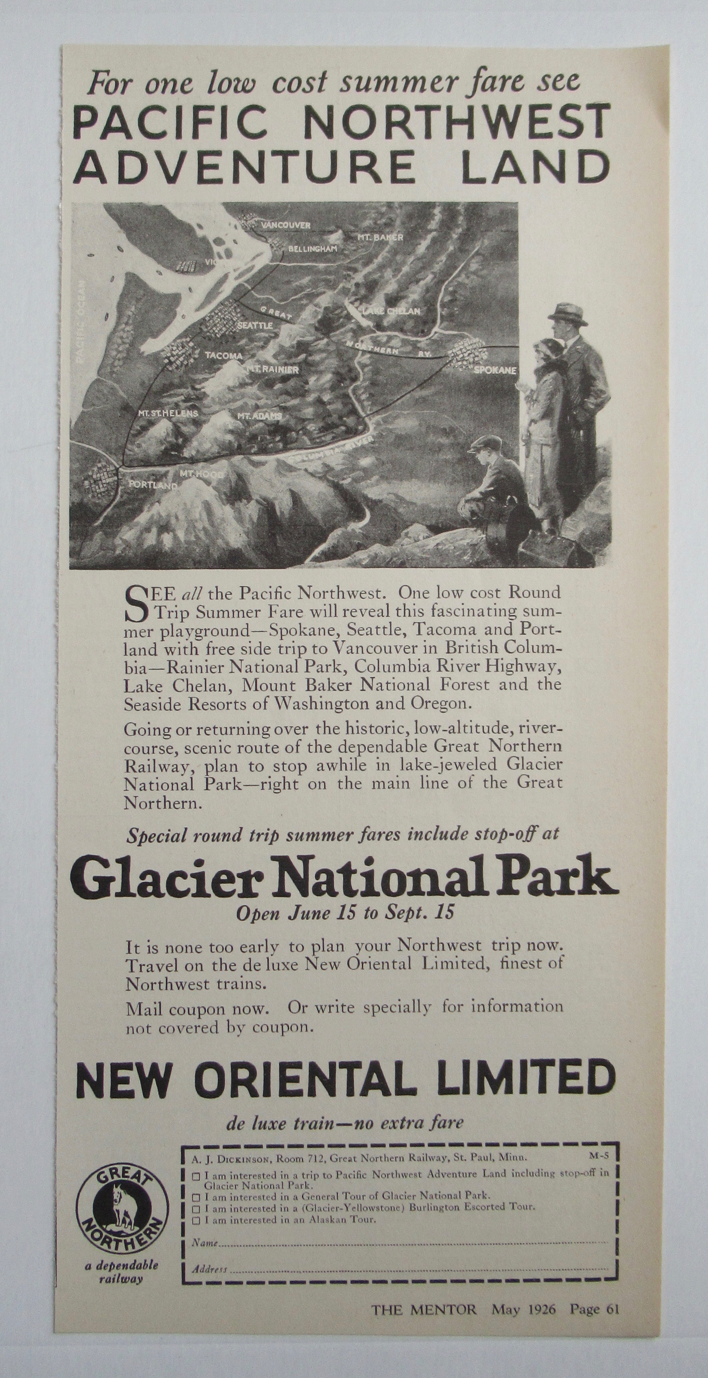 1926 New Oriental Limited with Glacier National Park