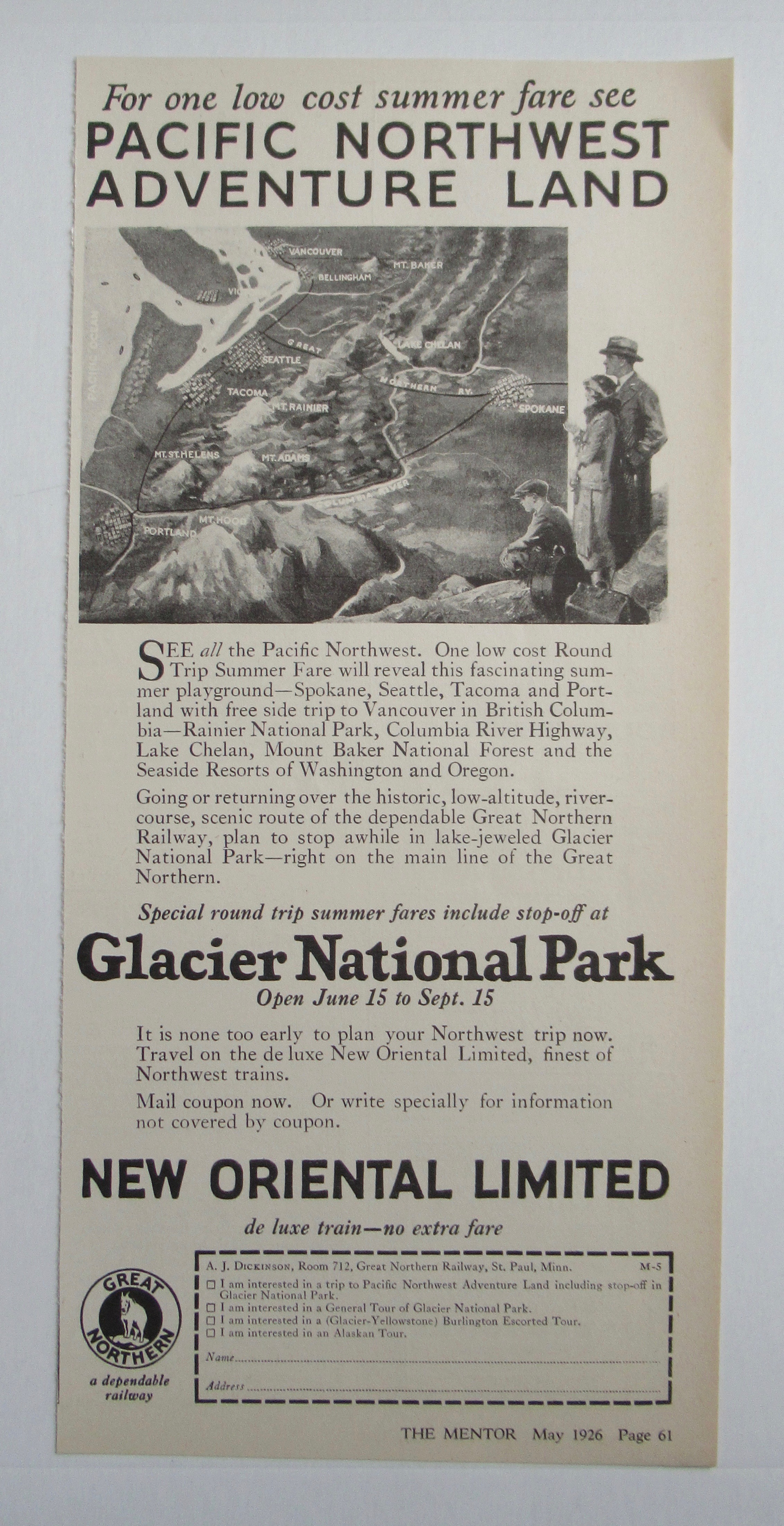 1926 New Oriental Limited with Glacier National Park