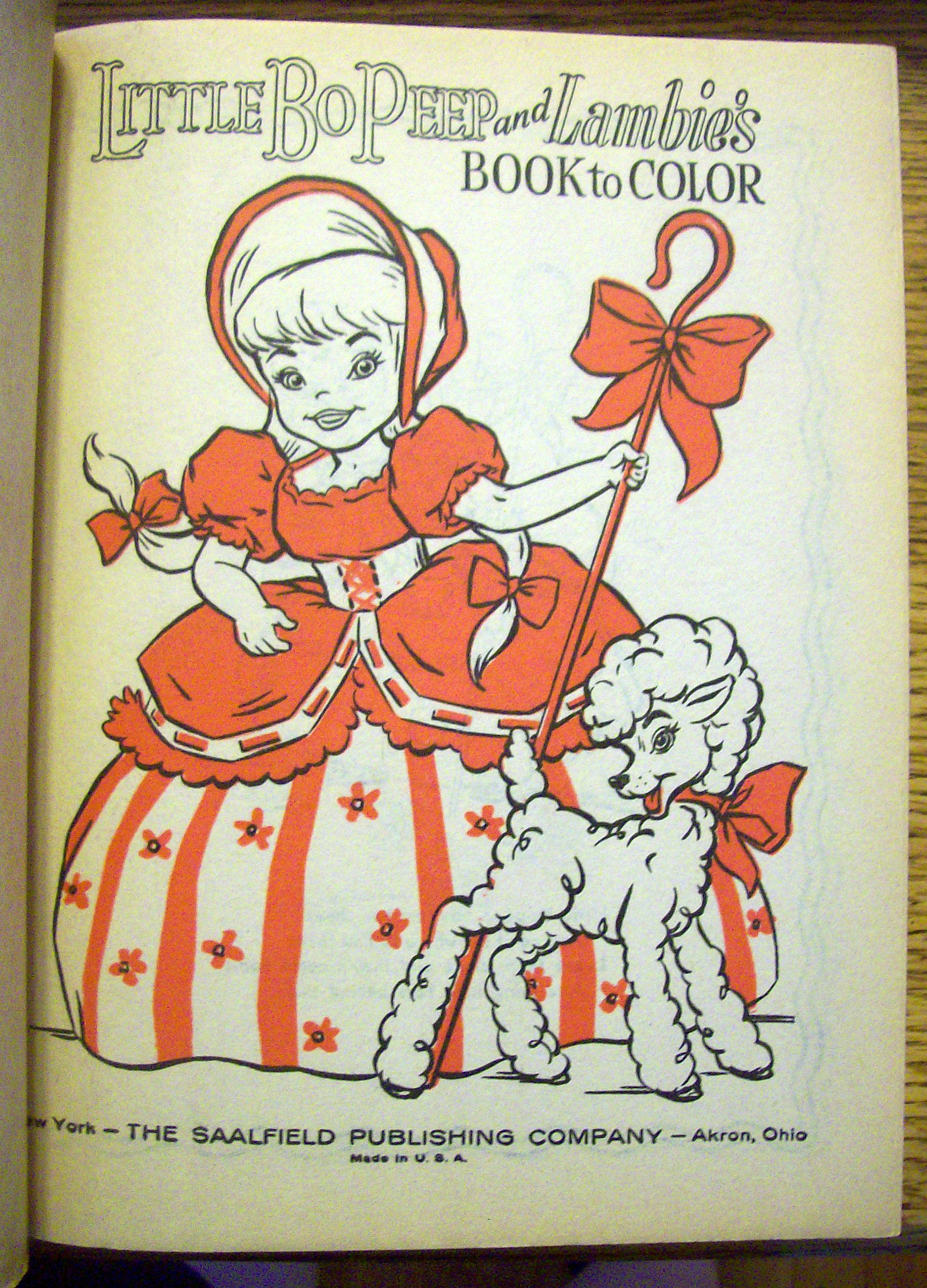 Little Bo Peep And Lambie's Book To Color 1960's