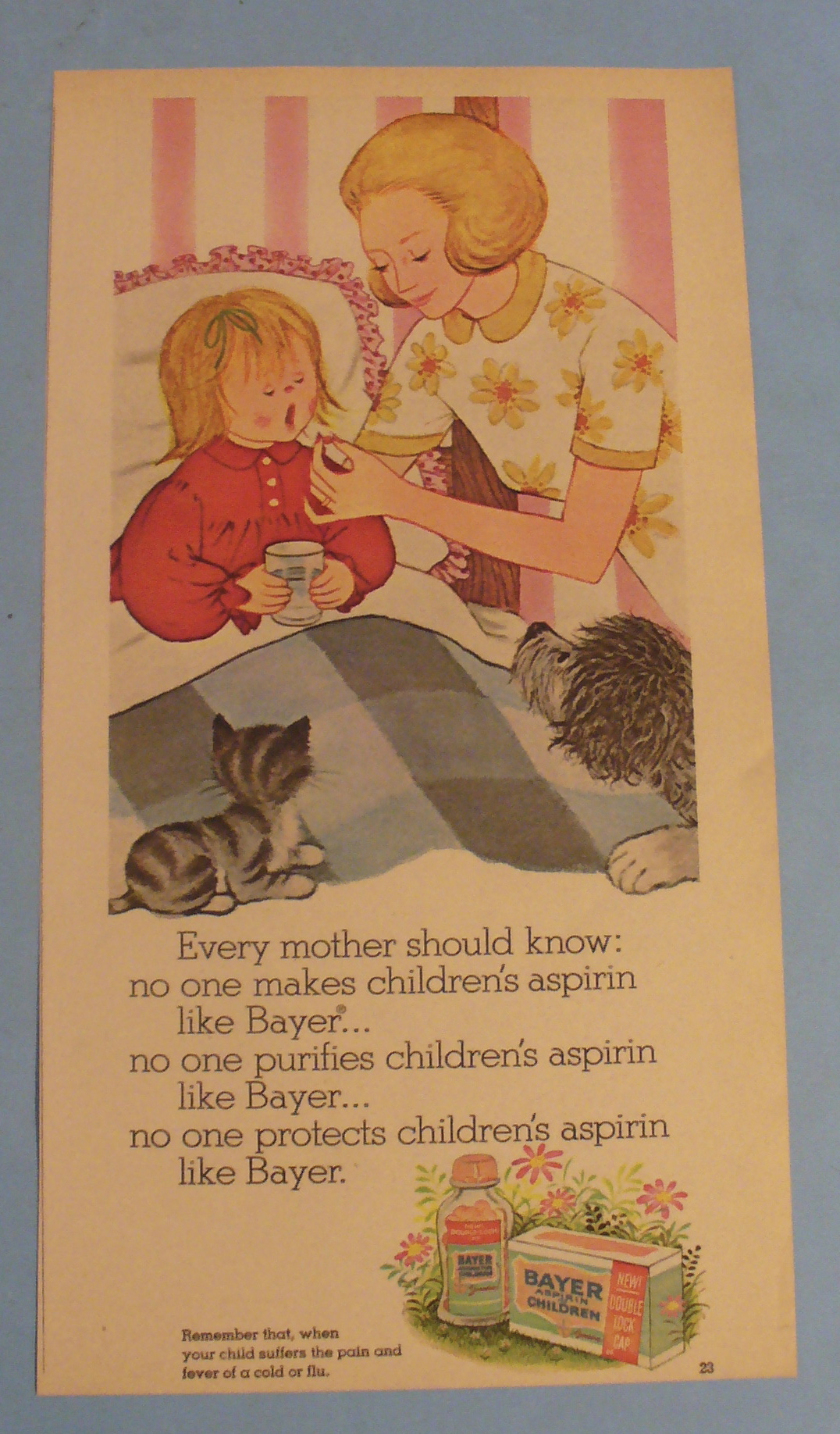 1969 Bayer Aspirin with Mom Giving Little Girl Aspirin