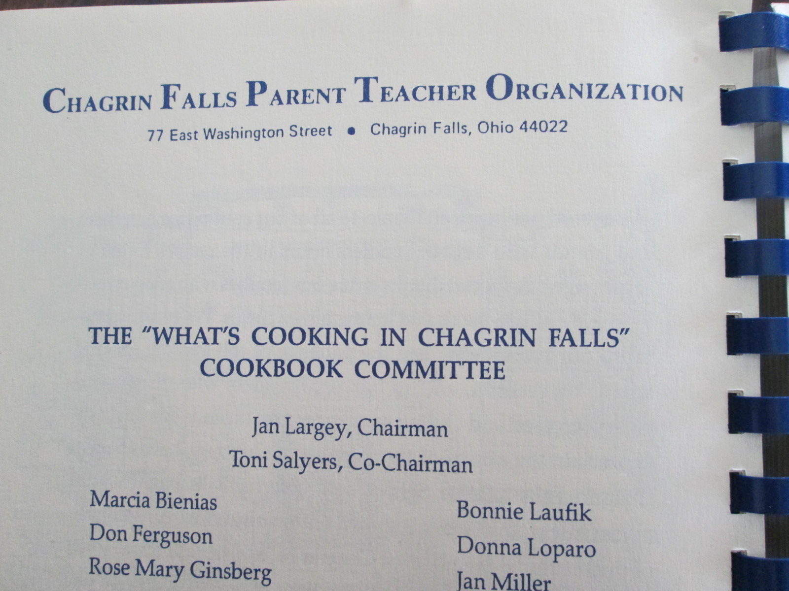 Cookbook What's Cooking In Chagrin Falls