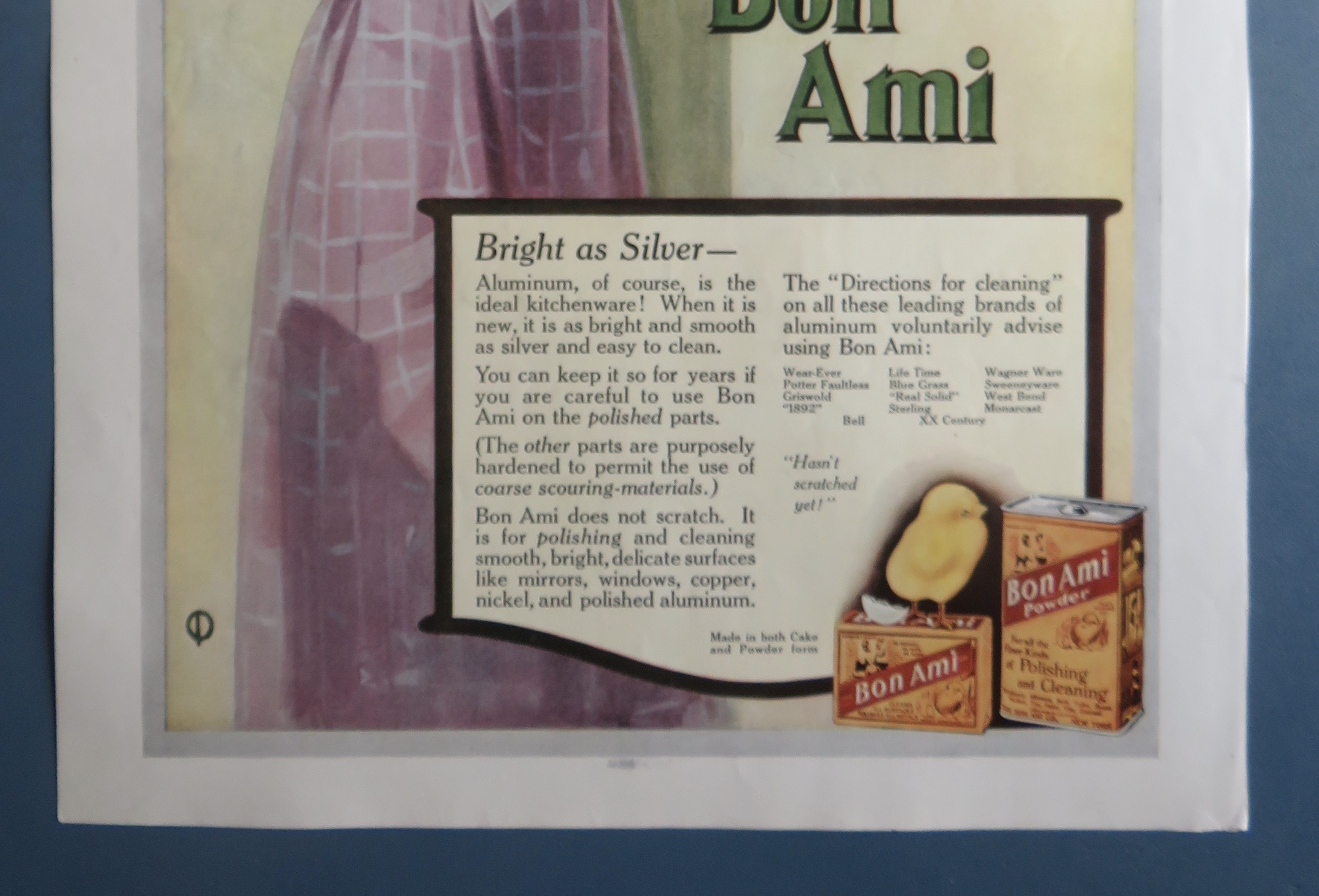 1918 Bon Ami Cleaner with Woman Looking At Pot