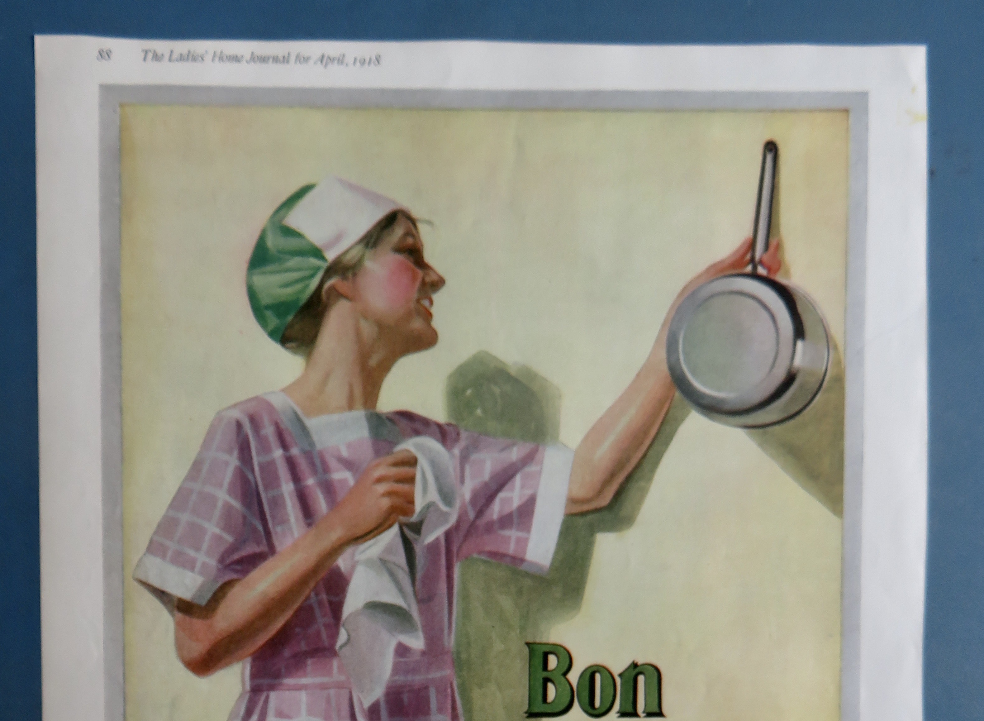 1918 Bon Ami Cleaner with Woman Looking At Pot