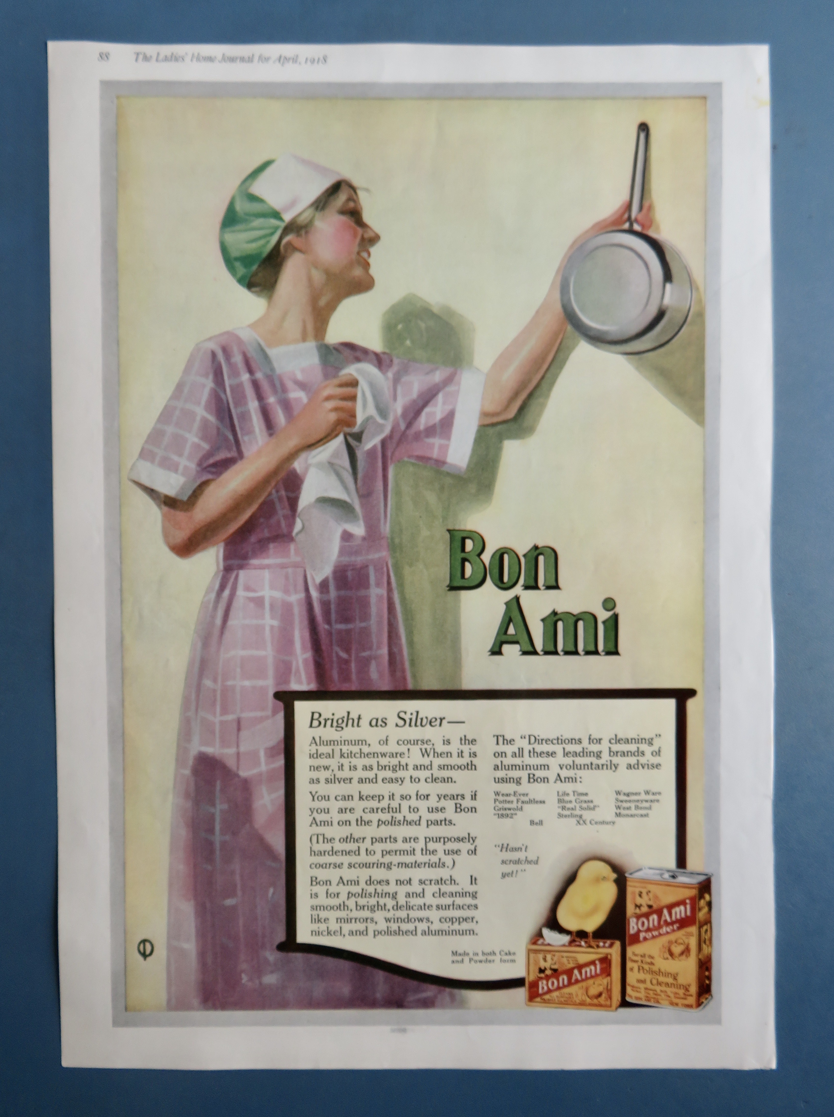 1918 Bon Ami Cleaner with Woman Looking At Pot