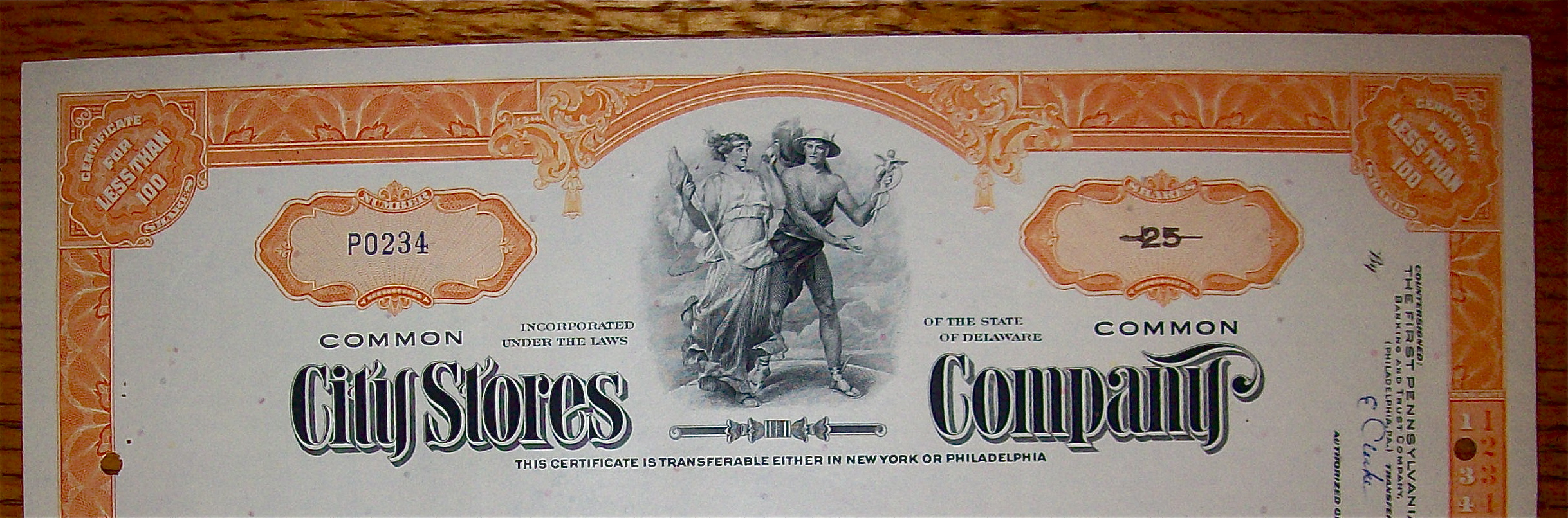1971 City Stores Company Stock Certificate
