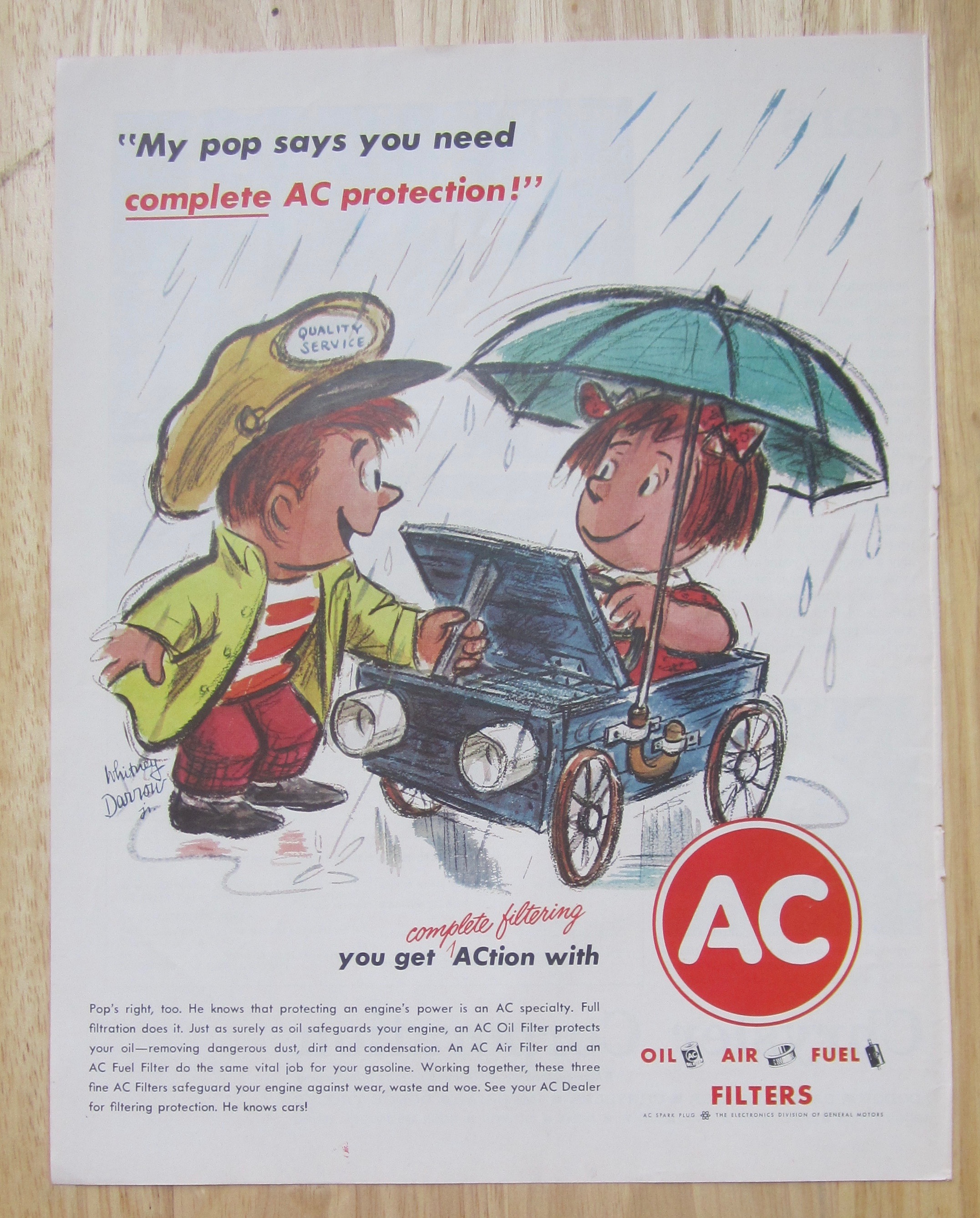 1962 AC Protection w/ Little Boy Working on Toy Car