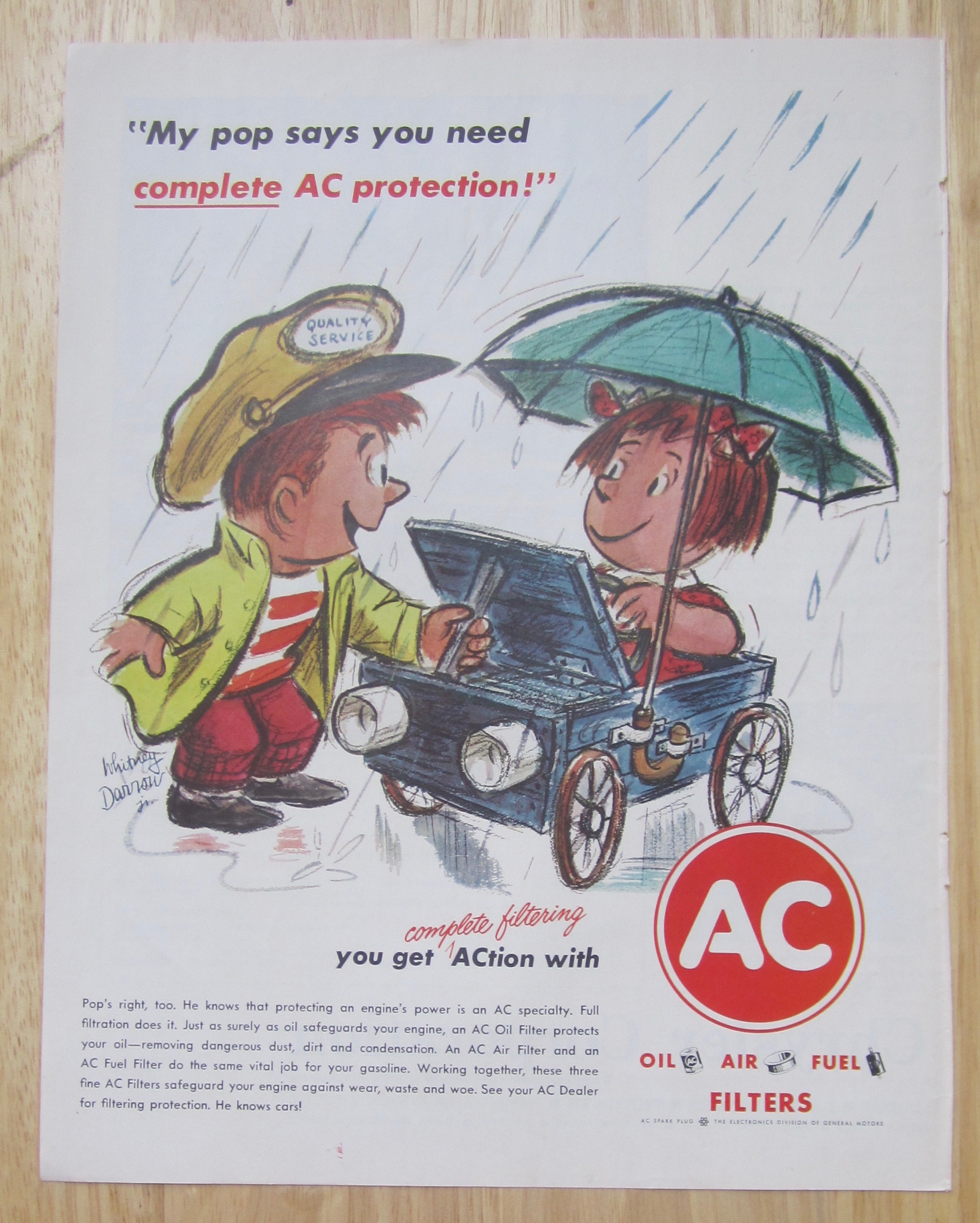 1962 AC Protection w/ Little Boy Working on Toy Car