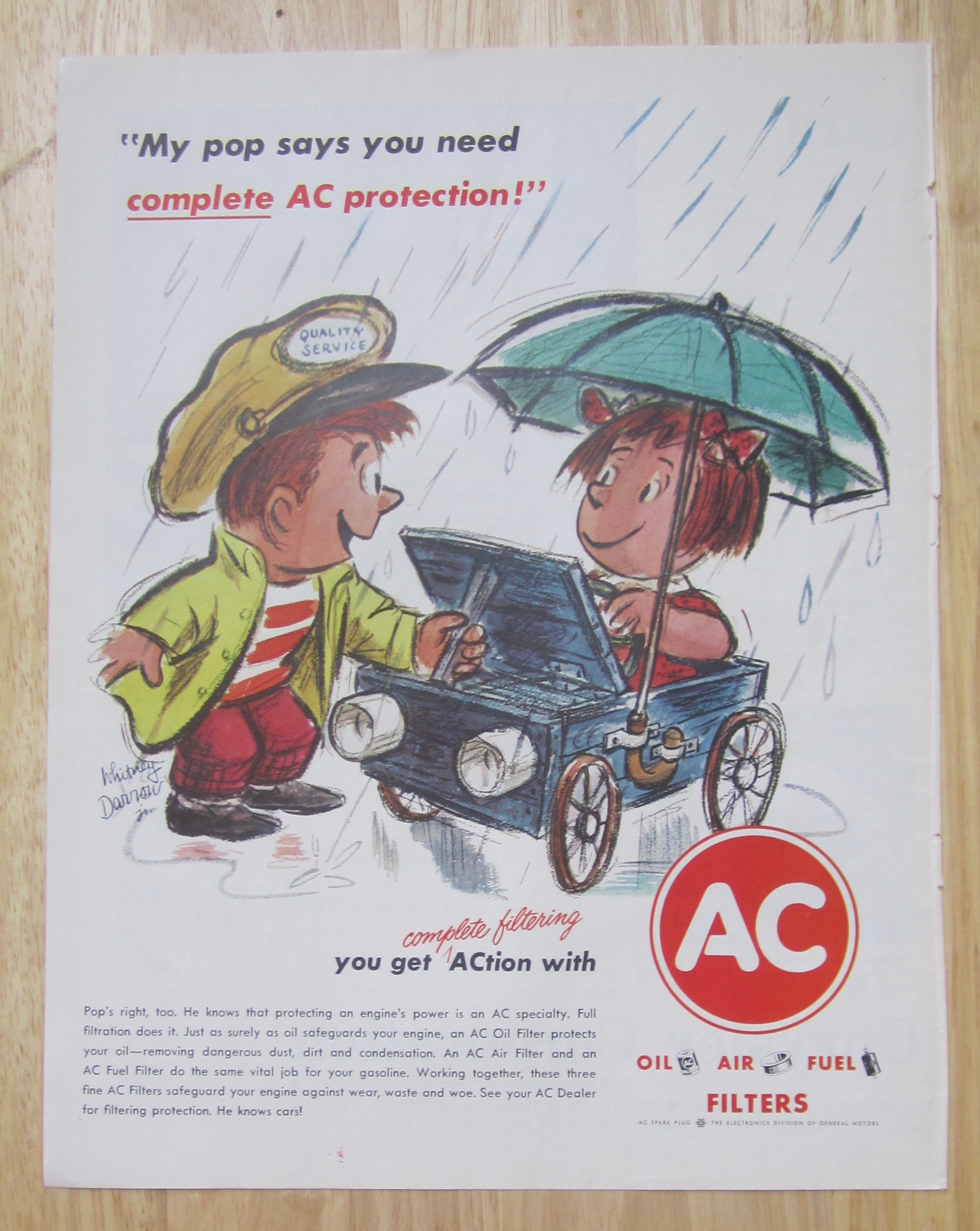 1962 AC Protection w/ Little Boy Working on Toy Car