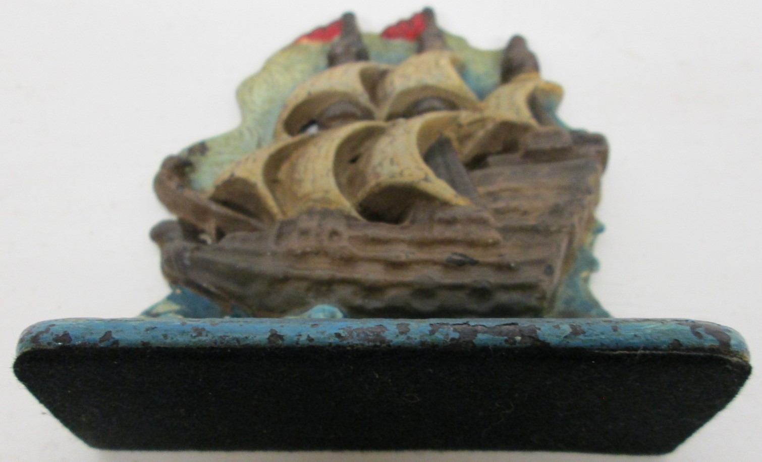 Door Stop Ship Full Sails at Sea Hand Painted