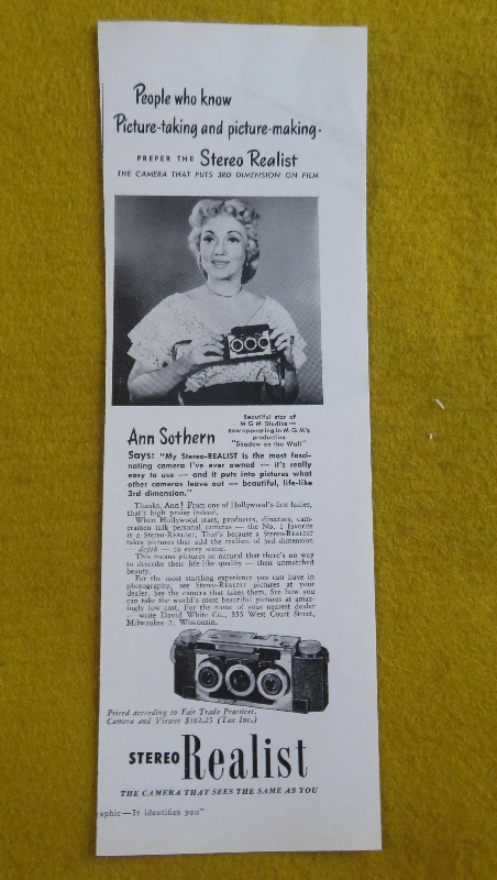 1950 Stereo Realist With Beautiful Star Ann Sothern