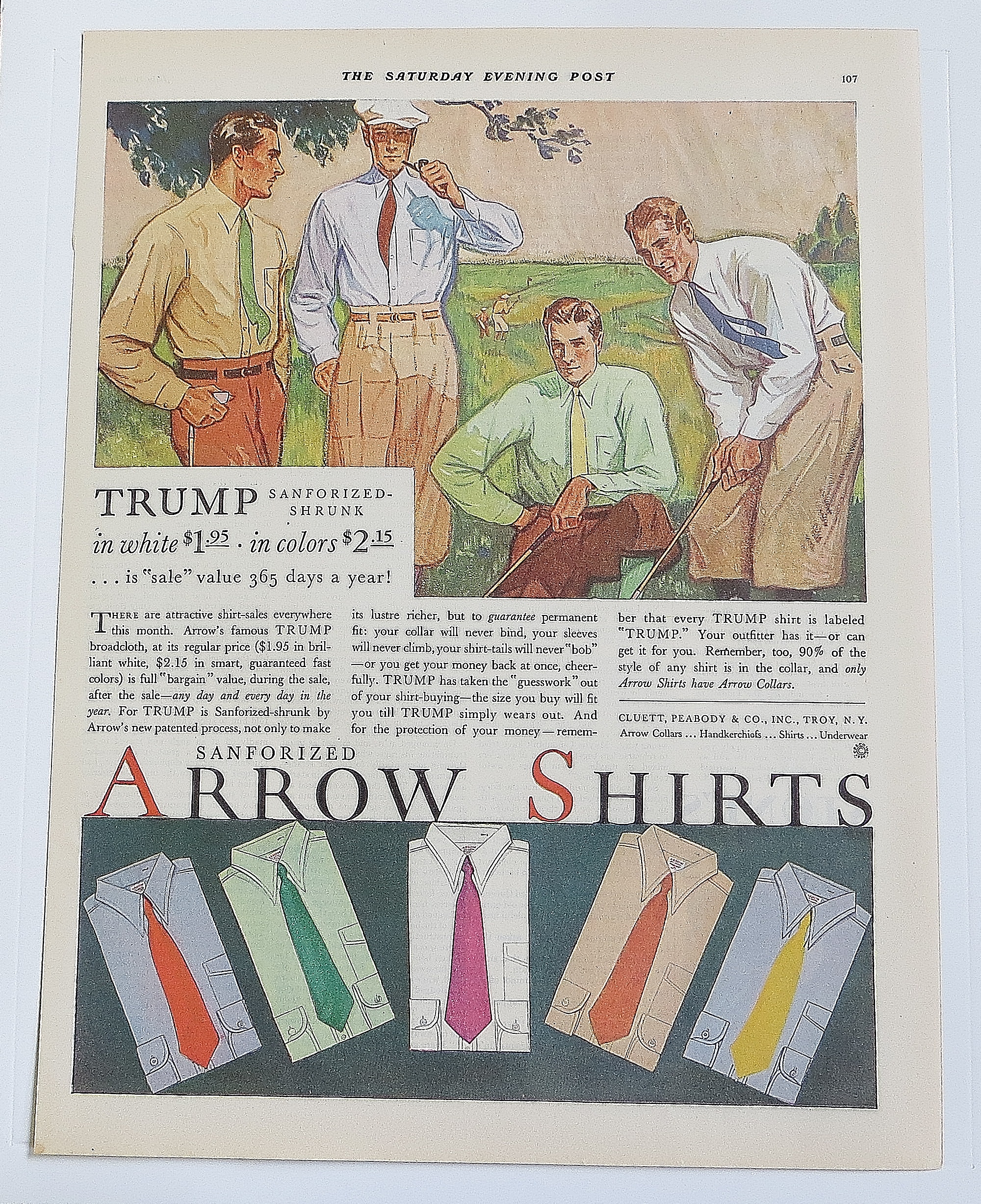 1930 Arrow Shirts With Men Golfing