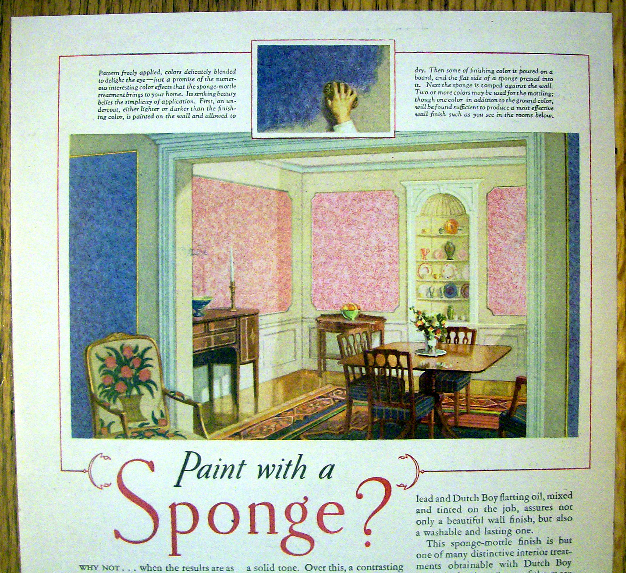 1927 Dutch Boy White Lead Paint with Sponge Painting
