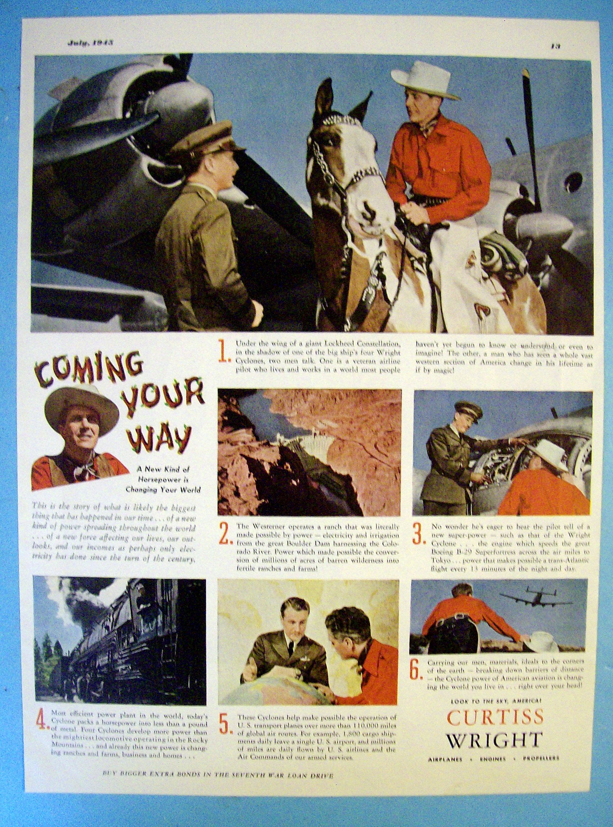 1945 Curtiss Wright with Cowboy and Soldier