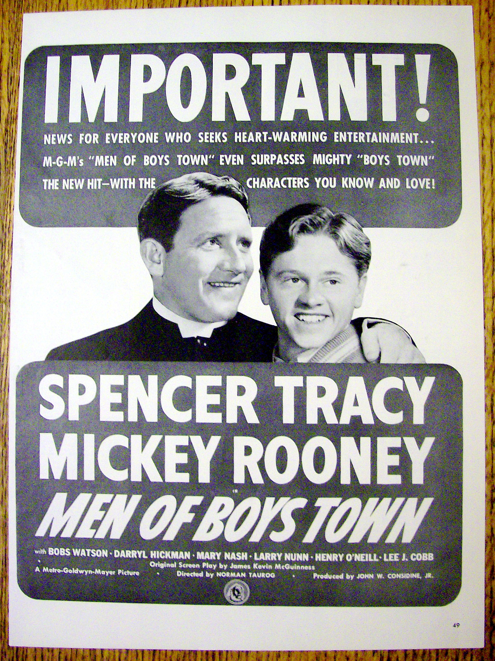 1941 Men of Boys Town w/ Spencer Tracy & Mickey Rooney