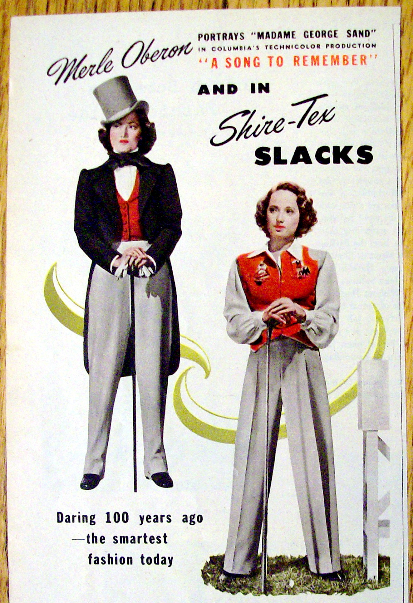 Vintage Ad: 1945 Shire Tex Slacks w/Merle Oberon