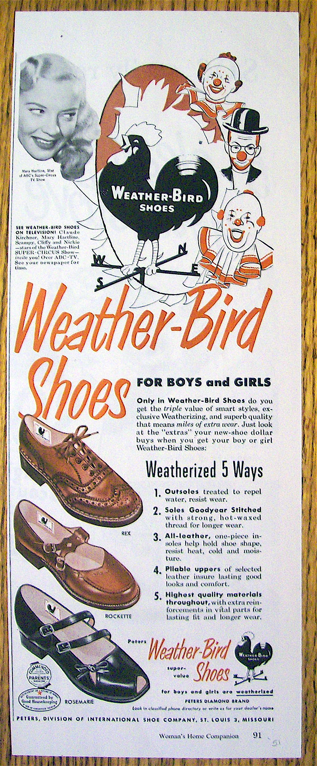 Vintage Ad: 1951 Weather Bird Shoes with Mary Hartline
