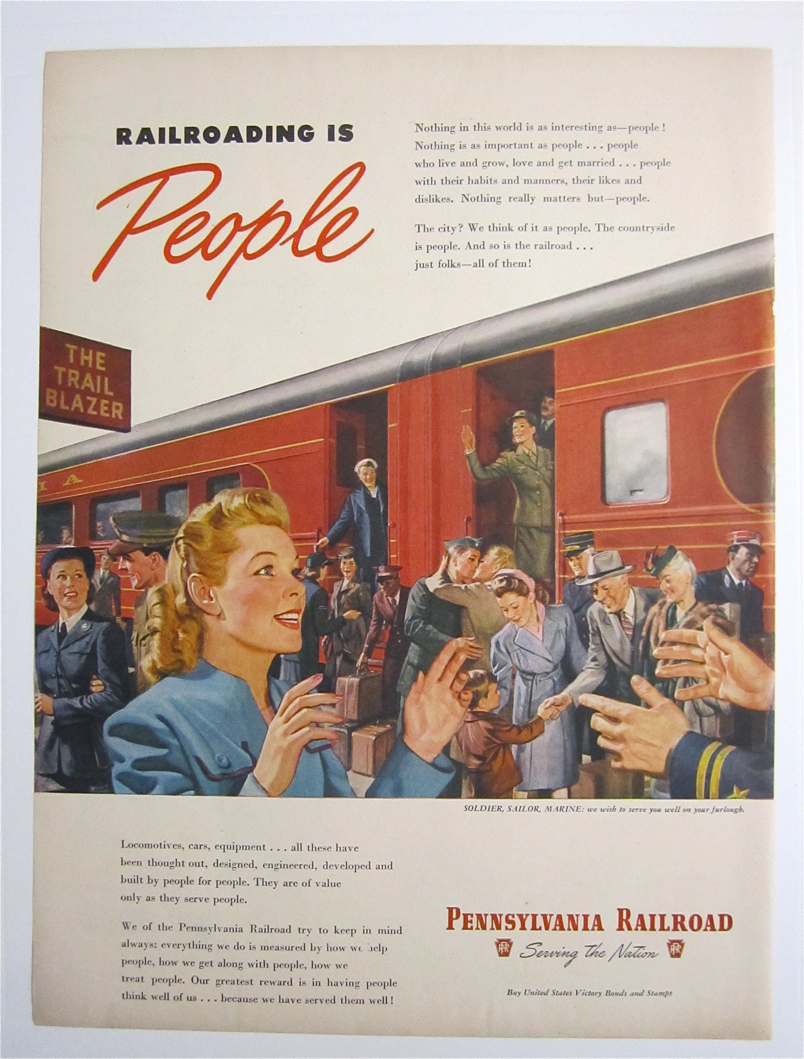 1945 Pennsylvania Railroad w/ Woman Greeting Soldier