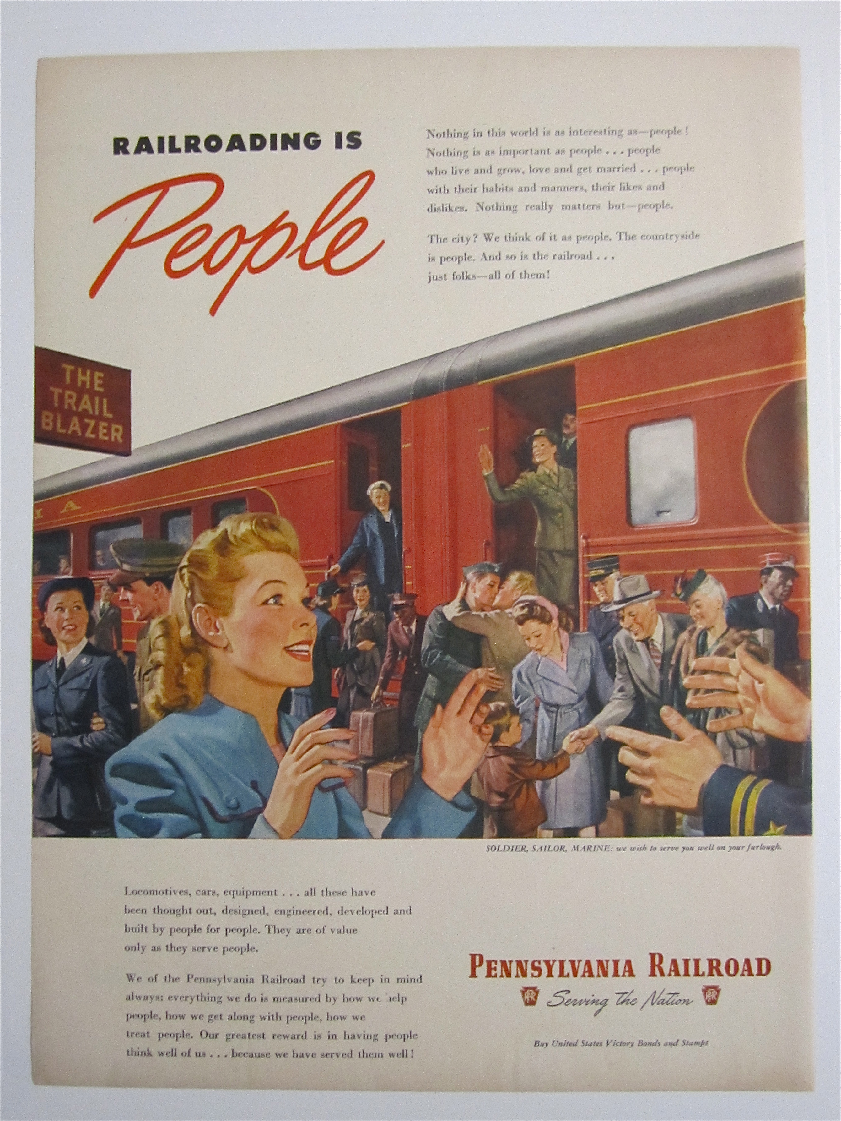 1945 Pennsylvania Railroad w/ Woman Greeting Soldier