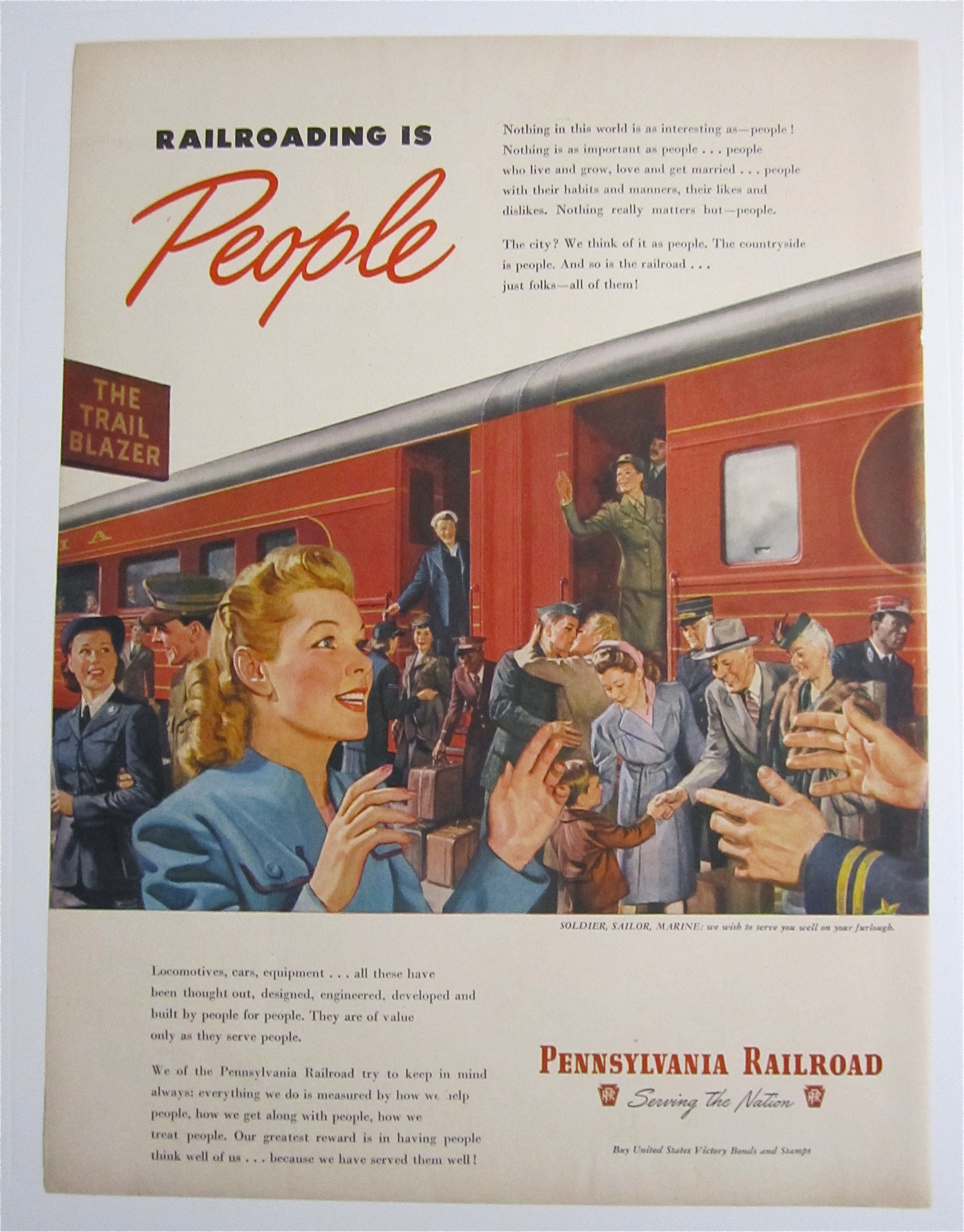 1945 Pennsylvania Railroad w/ Woman Greeting Soldier