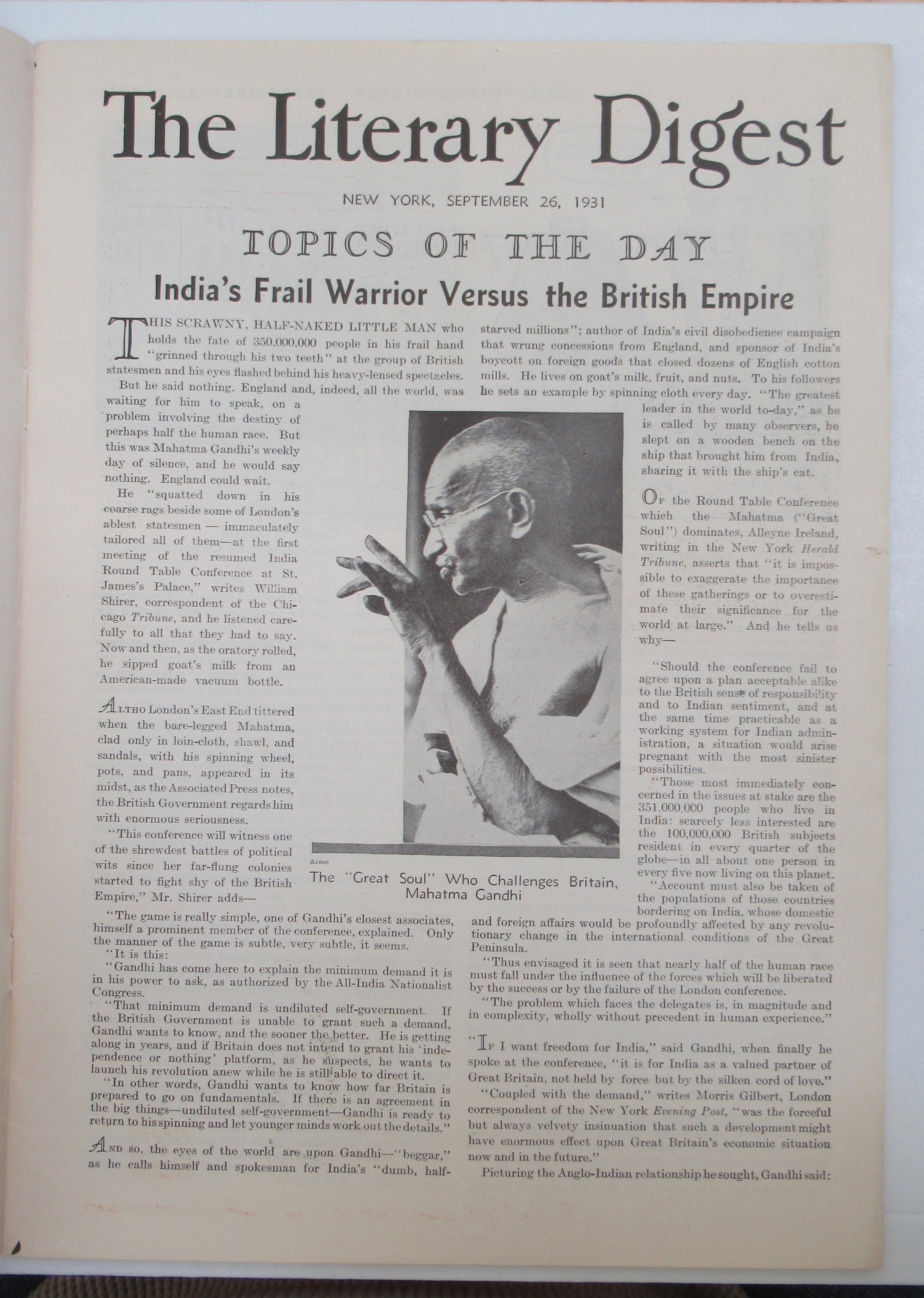 Literary Digest Magazine September 26, 1931