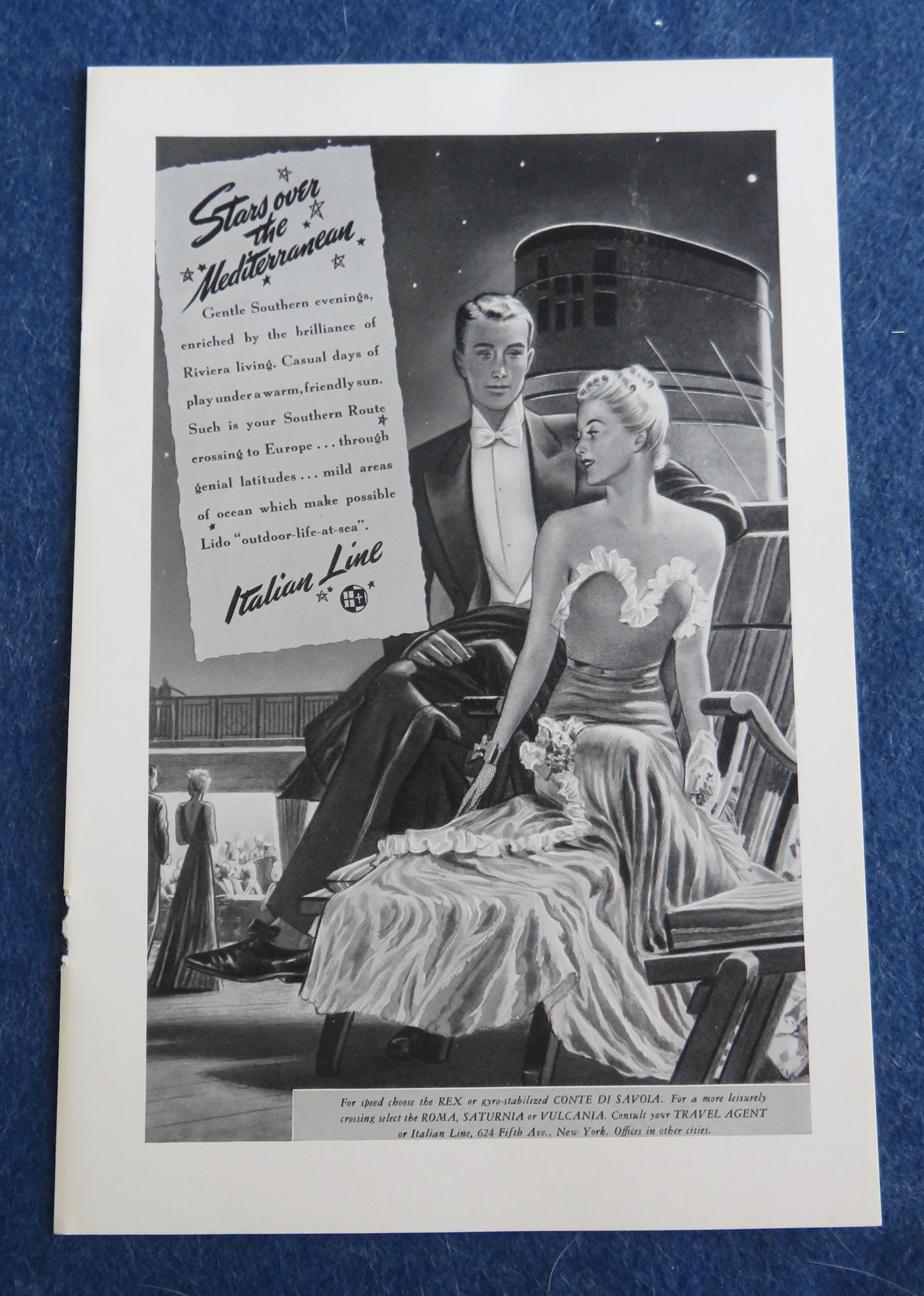 1938 Italian Line with Man & Woman Sitting On Deck