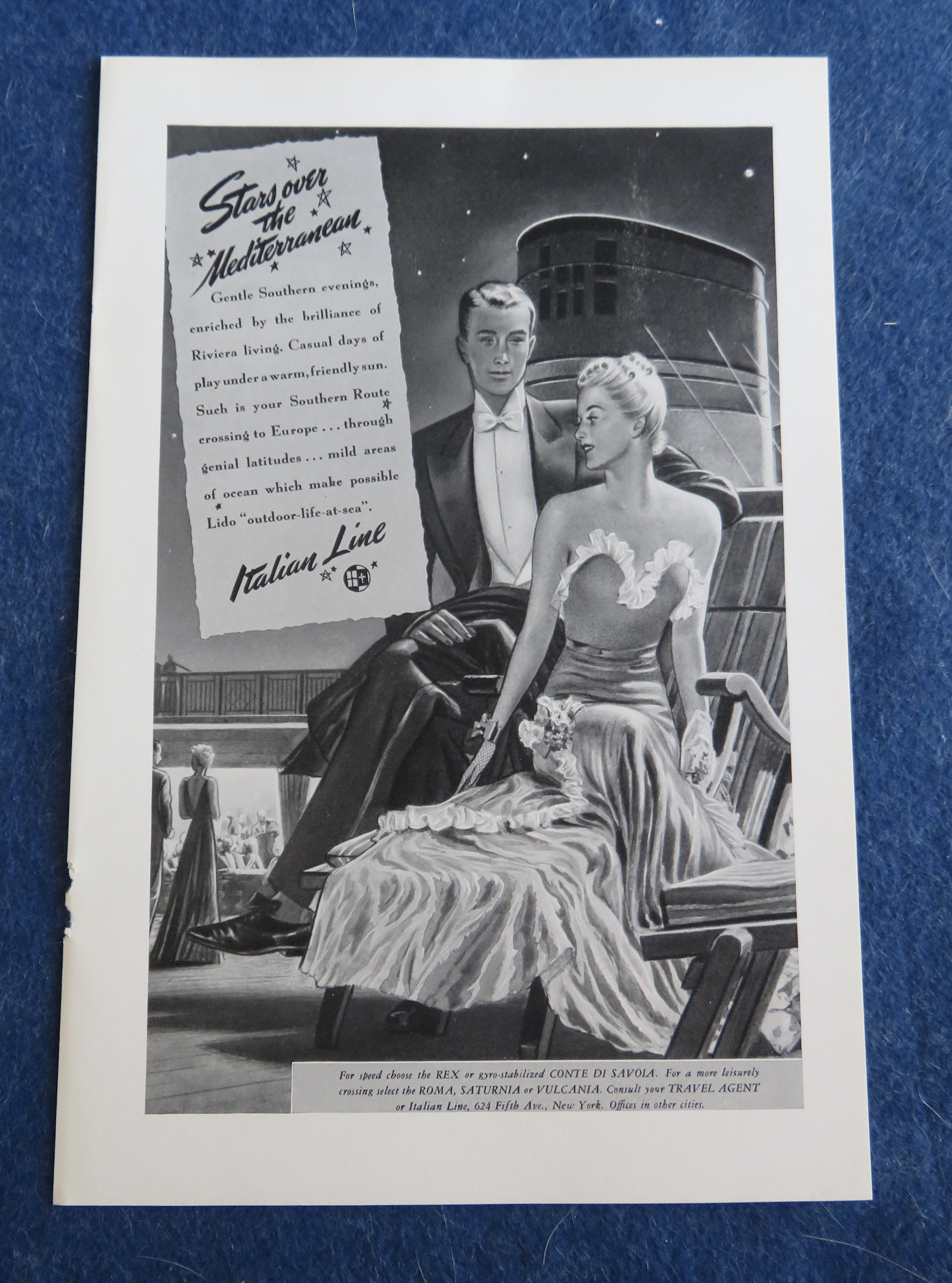 1938 Italian Line with Man & Woman Sitting On Deck