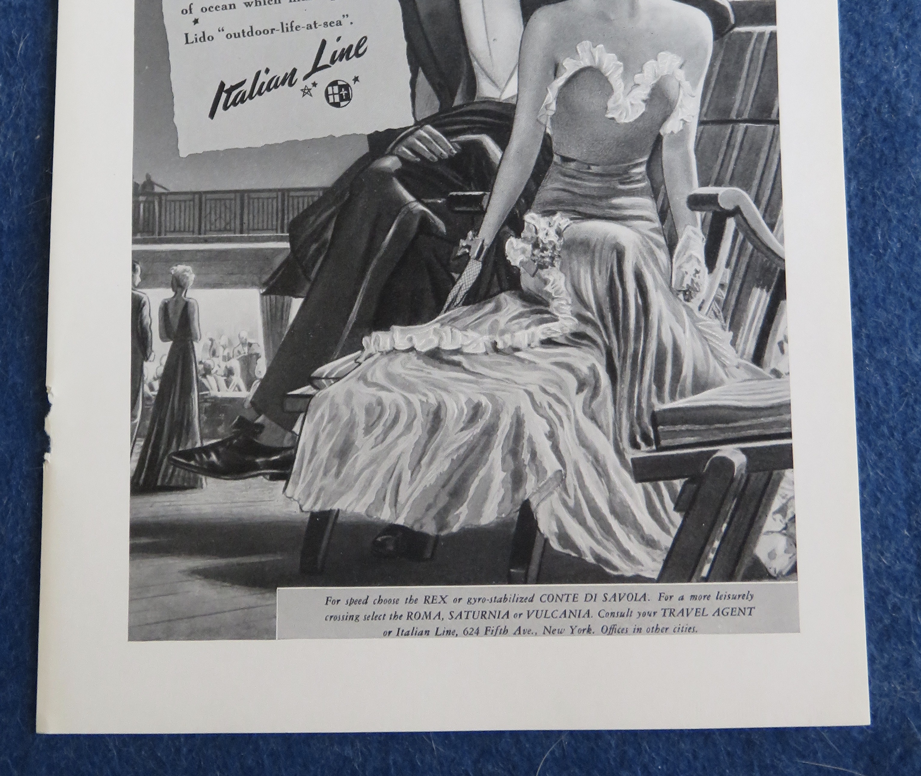 1938 Italian Line with Man & Woman Sitting On Deck