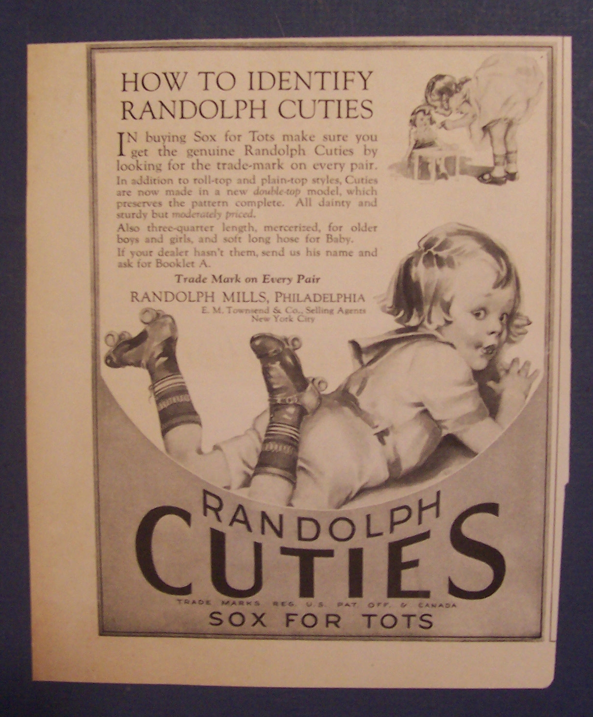 1923 Randolph Cuties Sox For Tots