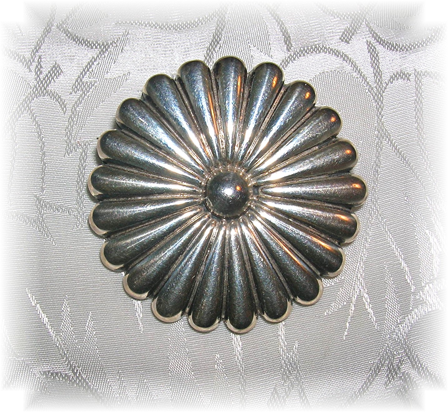Mexican Sterling Silver Flower Brooch Pendant
