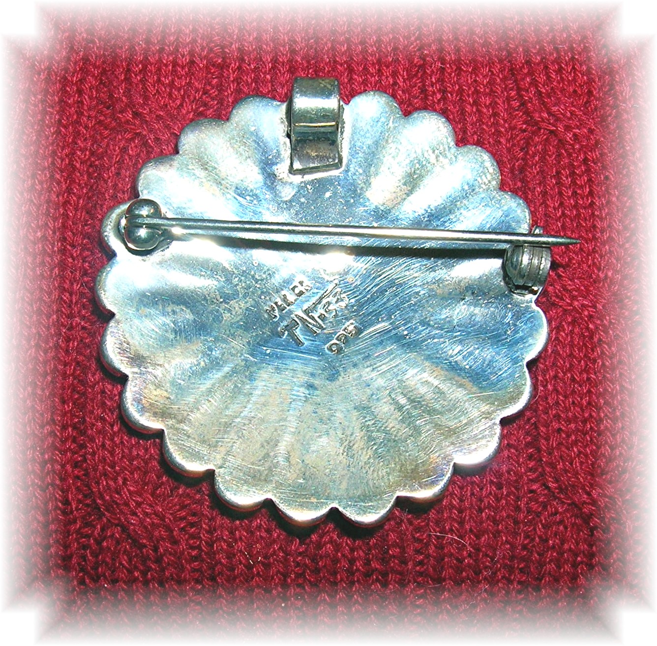 Mexican Sterling Silver Flower Brooch Pendant